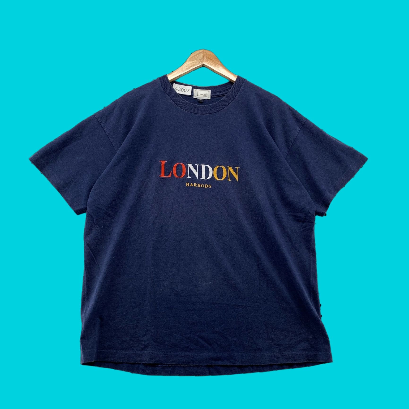 Harrods VINTAGE Harrods London Shirt Mens XL Blue Short Sleeve Embroidered 90s Size US XL / EU 56 / 4 - 1 Thumbnail