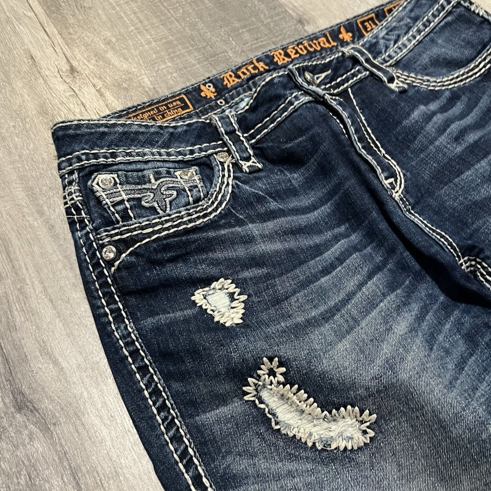 Rock Revival Rock Revival Vivian Easy Boot Womens Jeans Rhinestones 35" Size 35" - 5 Thumbnail