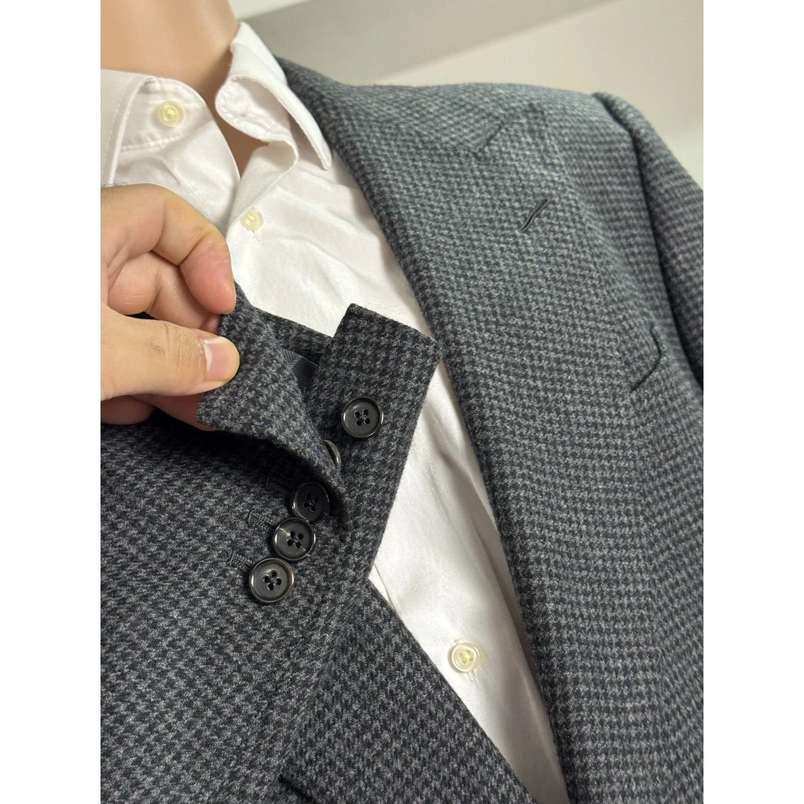 Tom Ford Tom Ford Gray Houndstooth Tweed Peak Lapel Sportcoat 54 44R Size 44R - 5 Thumbnail