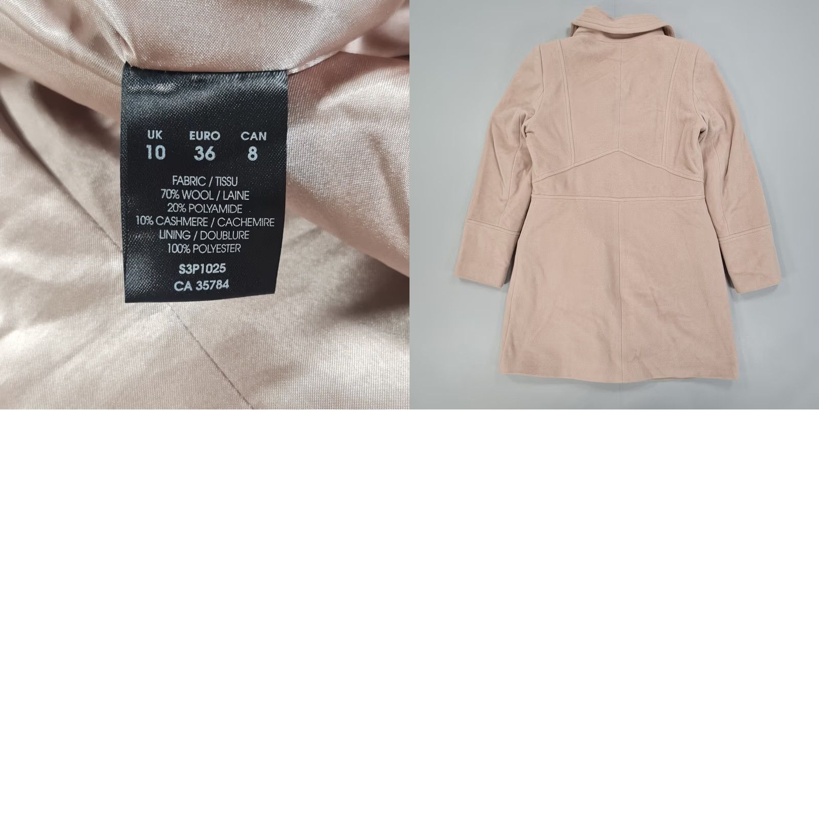 Vintage PLANET Coat Womens Beige 10 UK Wool Cashmere Full Zip Size L / US 10 / IT 46 - 8 Thumbnail