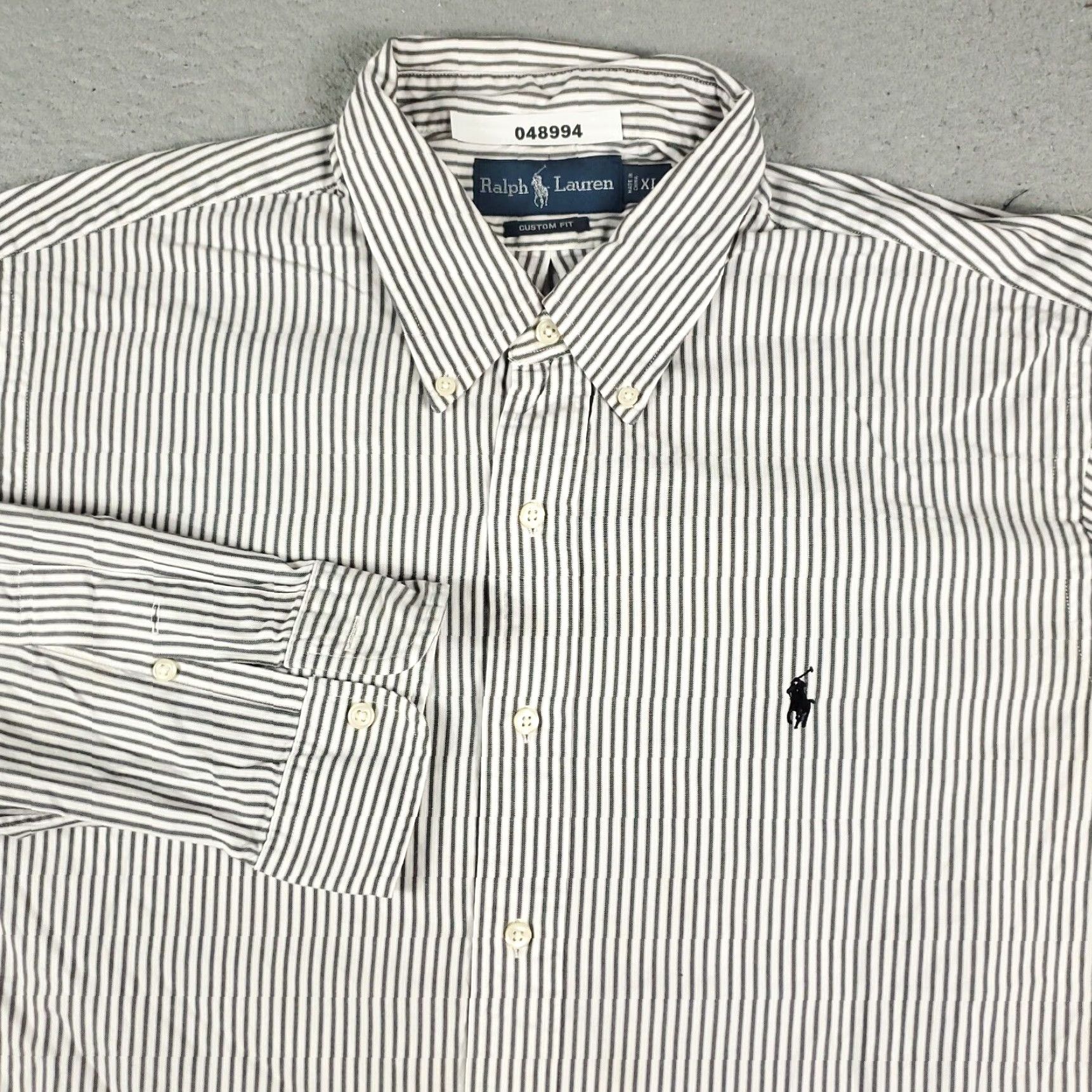 Ralph Lauren Ralph Lauren Shirt Mens XL Gray Striped Cotton Button-Down Long Sleeve Size US XL / EU 56 / 4 - 2 Thumbnail