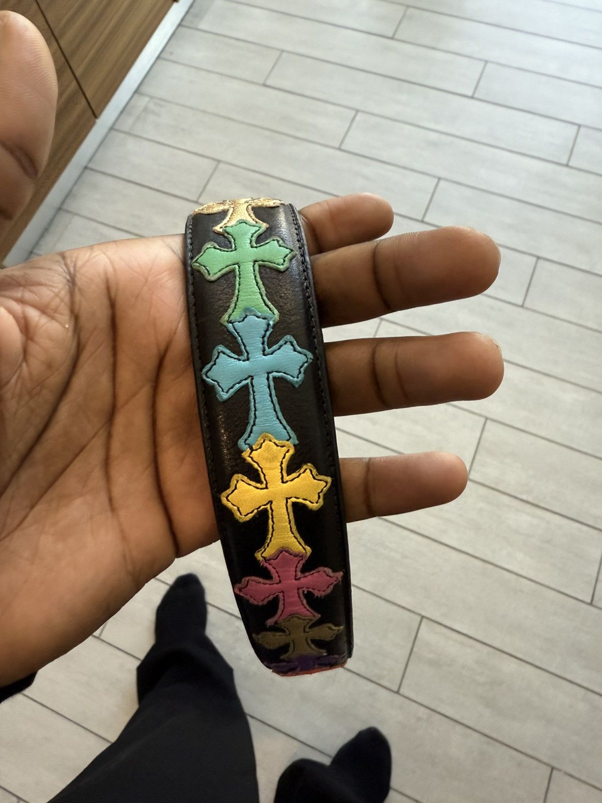 Chrome Hearts Multicolor Rainbow Cross Strap Size 38 - 4 Thumbnail