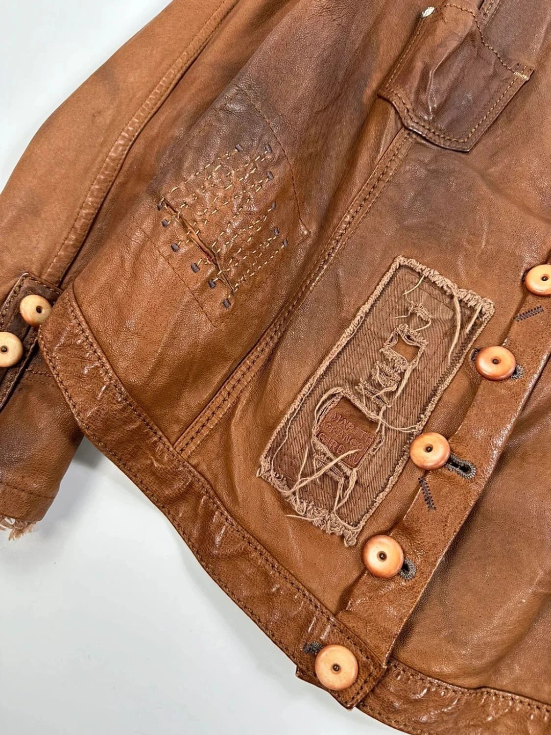 Marithe + Francois Girbaud Marithé + Francois Girbaud Patch Leather jacket Brown Size M / US 6-8 / IT 42-44 - 3 Thumbnail