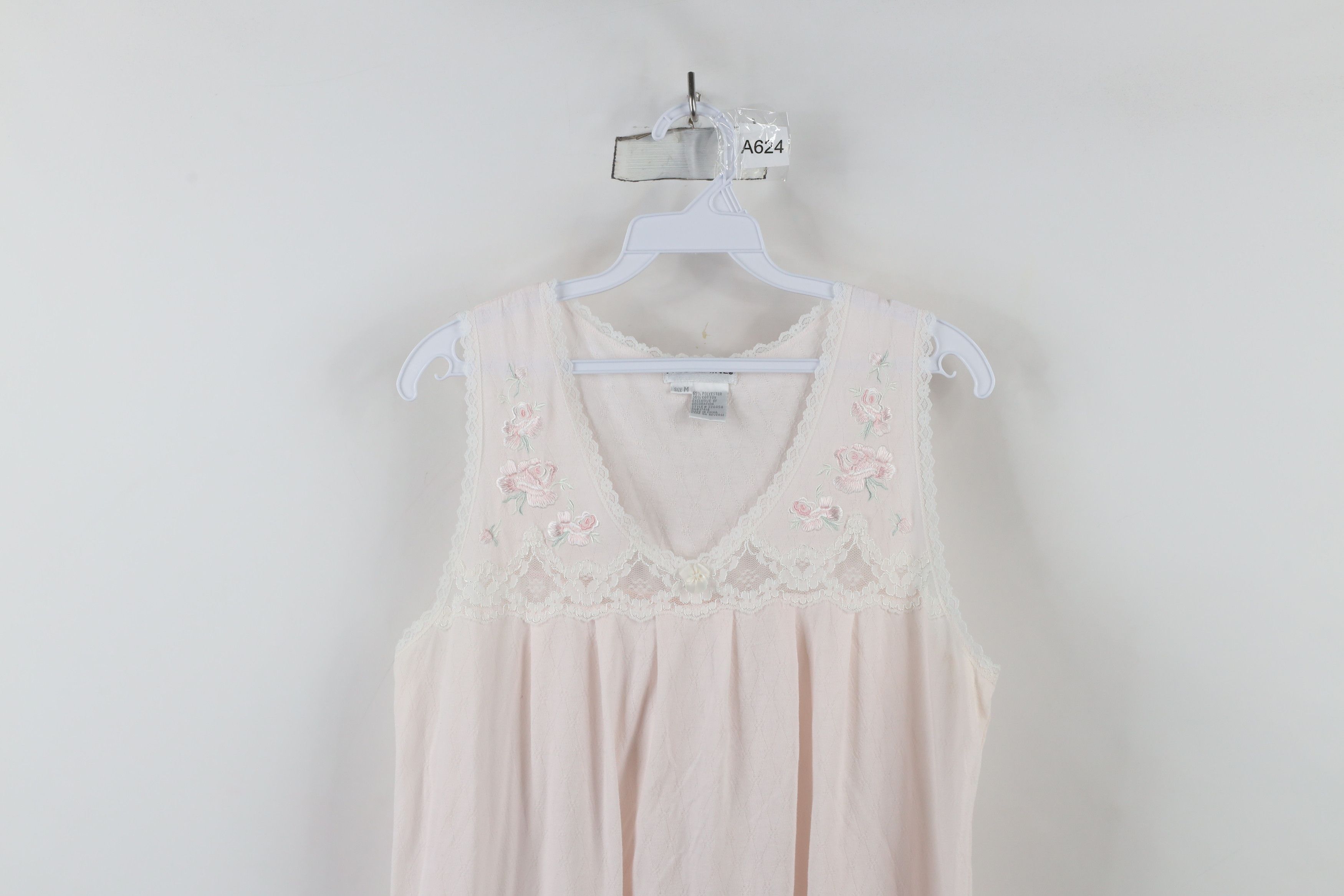 Vintage Vintage 90s Miss Elaine Flower Lace Night Gown Sleep Shirt Size M / US 6-8 / IT 42-44 - 2 Thumbnail