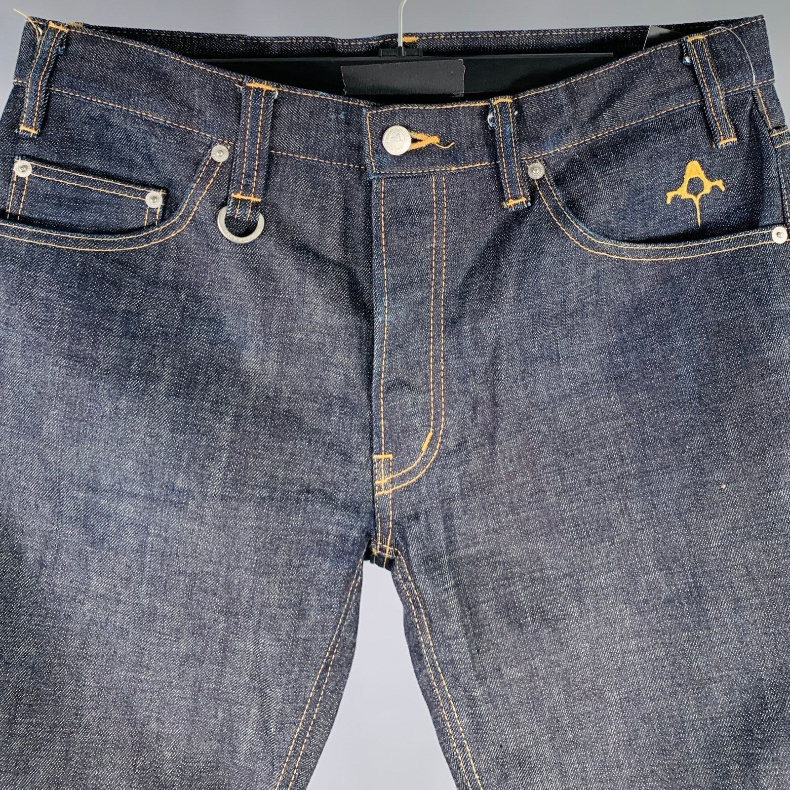 Backbone BACKBONE Size L Navy Cotton Straight Raw Edge Jeans Size US 35 - 2 Thumbnail