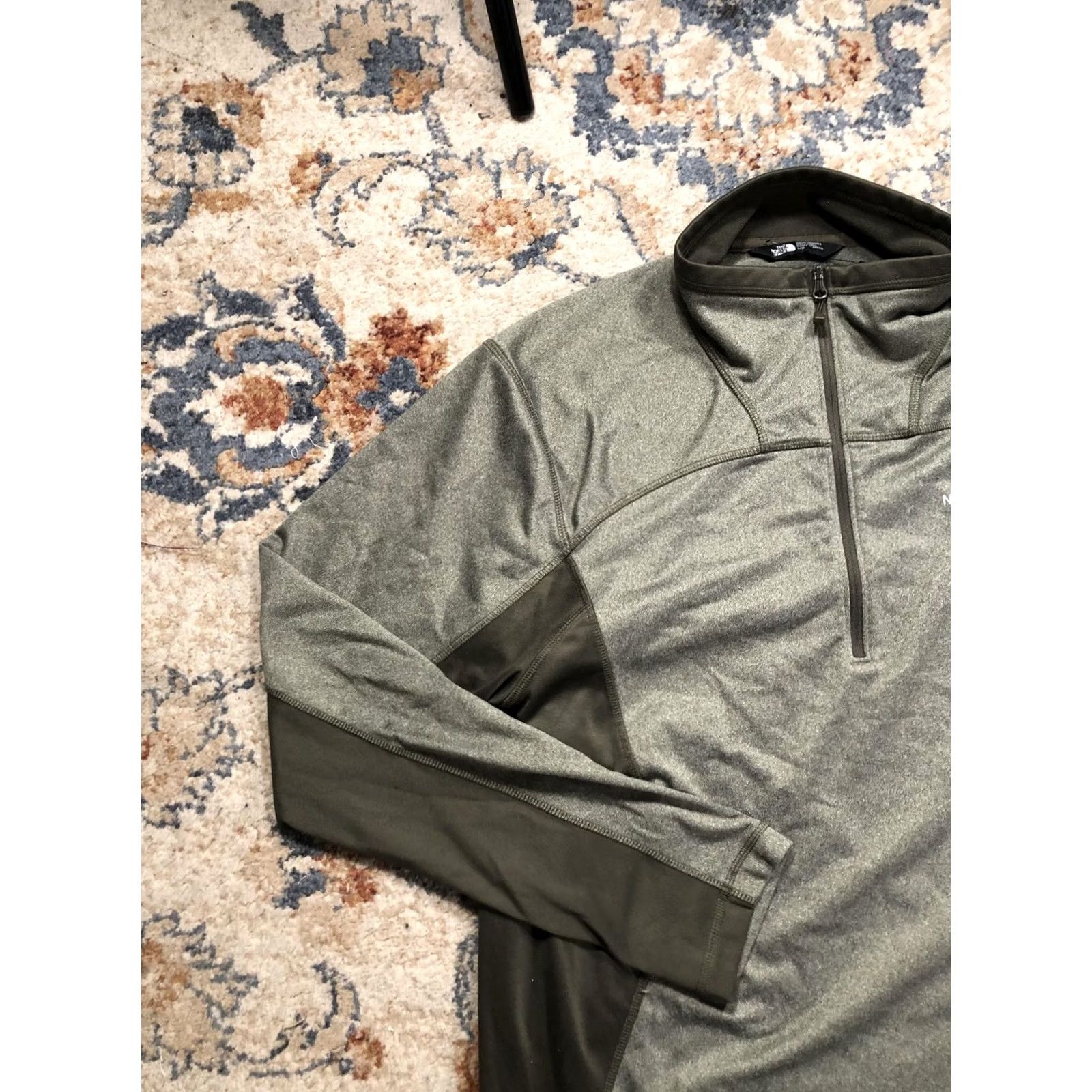 The North Face The North Face Pullover Mens L Green Fleece 1/4 Zip Long Sleeve Hiking Colorblock Jacket Size US L / EU 52-54 / 3 - 3 Thumbnail