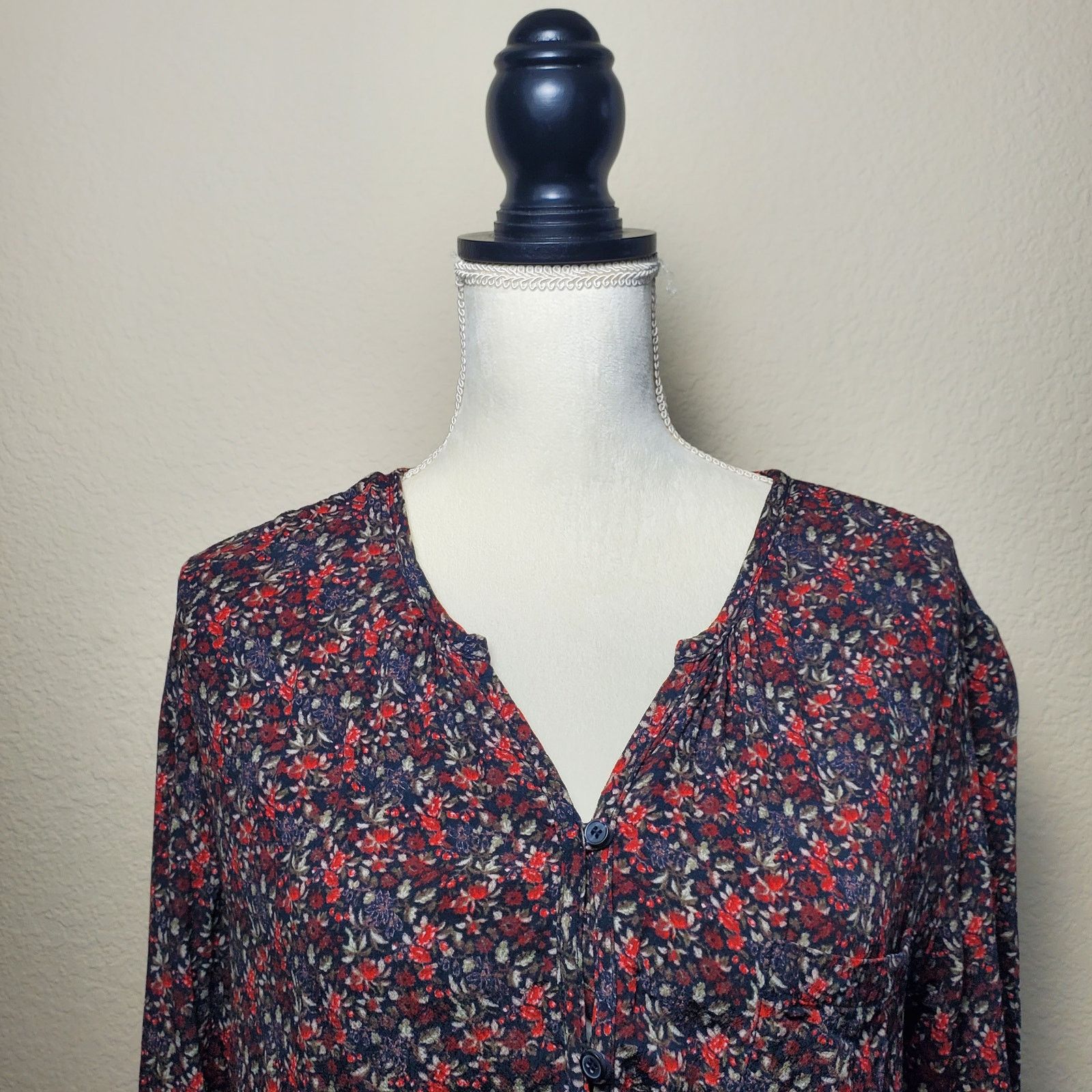 J.Crew Treasure & Bond Black Floral Blouse Medium Size M / US 6-8 / IT 42-44 - 5 Thumbnail