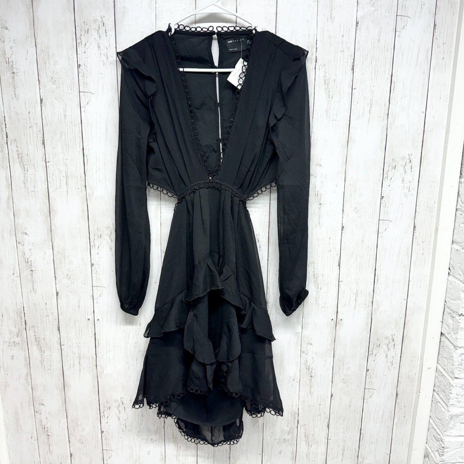 Asos ASOS Dress Sz 6 Mini Laced Open Black Pleated Ruffled Black Size M / US 6-8 / IT 42-44 - 1 Thumbnail
