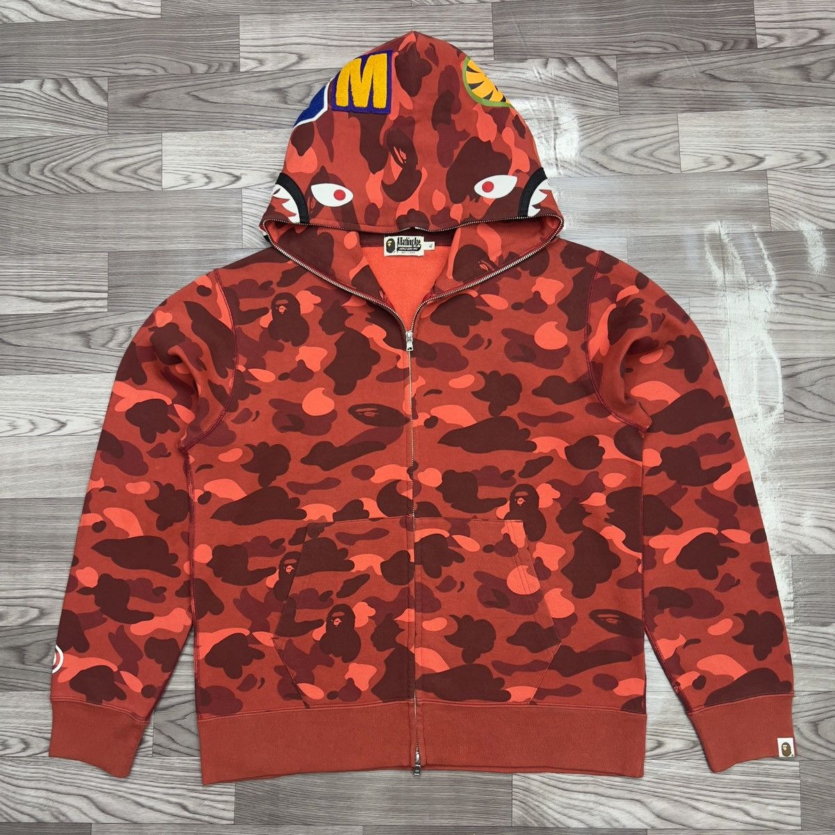Bape Bape Red Camo Shark Full Zip Hoodie Size US XL / EU 56 / 4 - 1 Thumbnail