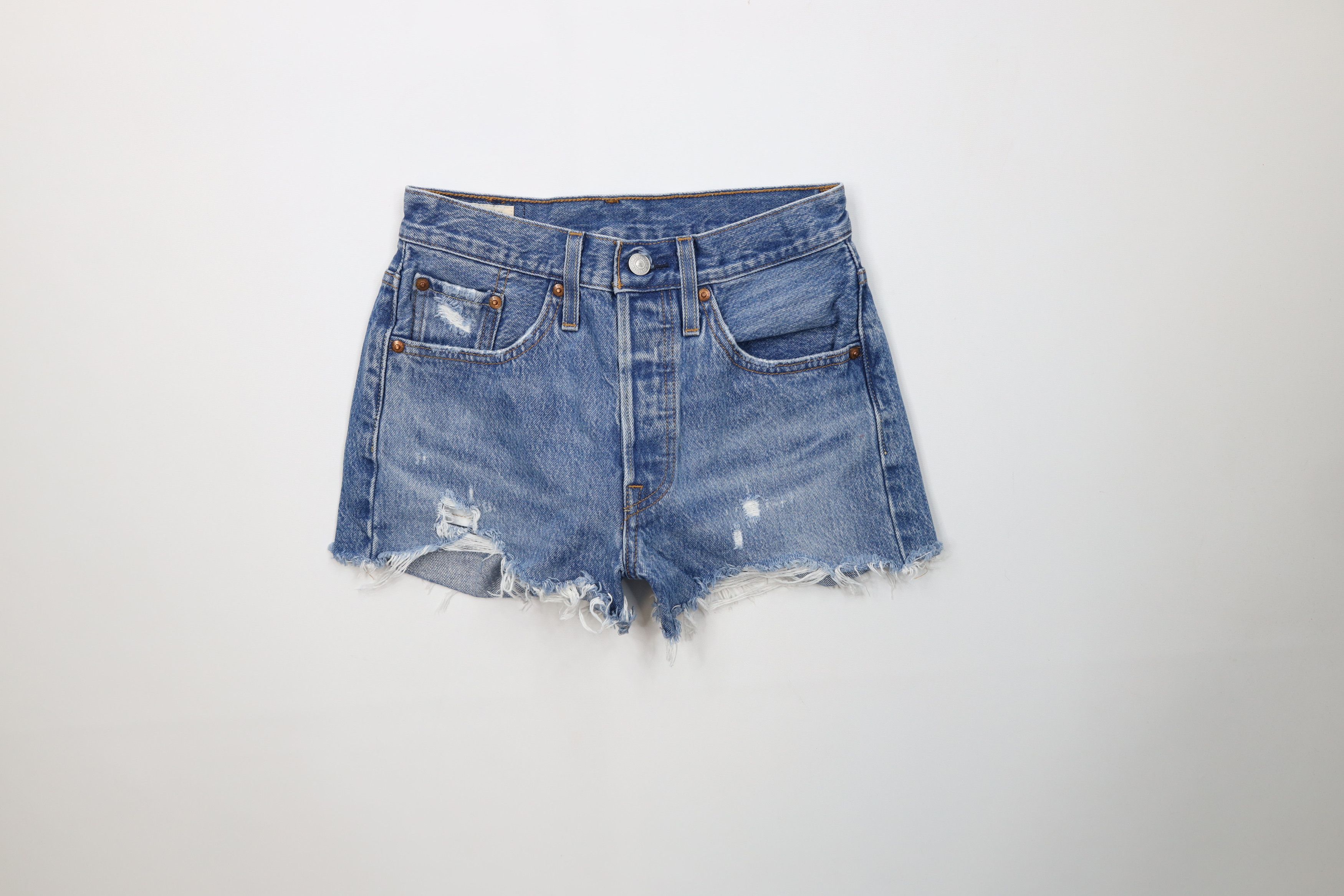 Levi's Vintage Y2K Levis 501xx Button Fly Cut Off Denim Jean Shorts Size 24" / US 00 / IT 34 - 1 Thumbnail