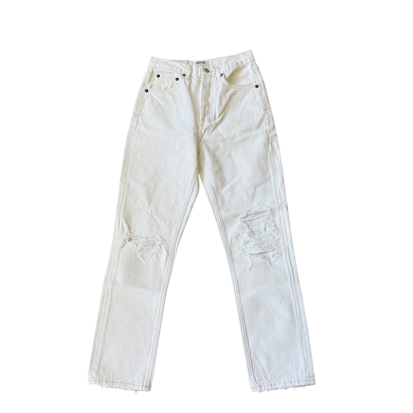 Agolde NEW AGOLDE Riley High Rise Straight Crop Jeans Veil White Size 24" / US 00 / IT 34 - 2 Thumbnail