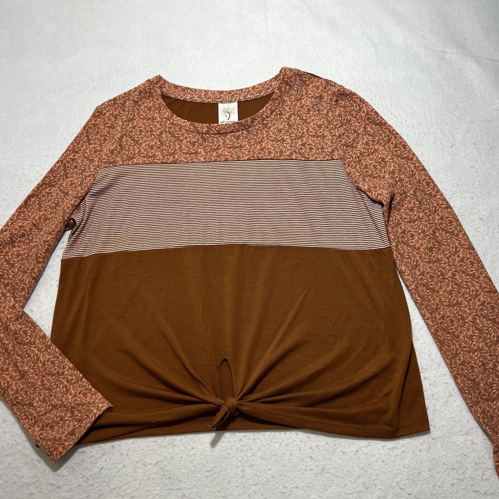 Other Self Esteem Orange Tie Front Lightweight T Shirt Top Size XL / US 12-14 / IT 48-50 - 1 Thumbnail