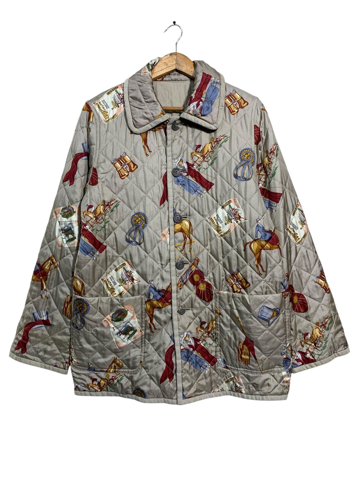 Burberry 🔥VTG BURBERRY EQUESTRIAN GRAPHIC PRINT QUILTED JACKET Size US M / EU 48-50 / 2 - 1 Thumbnail