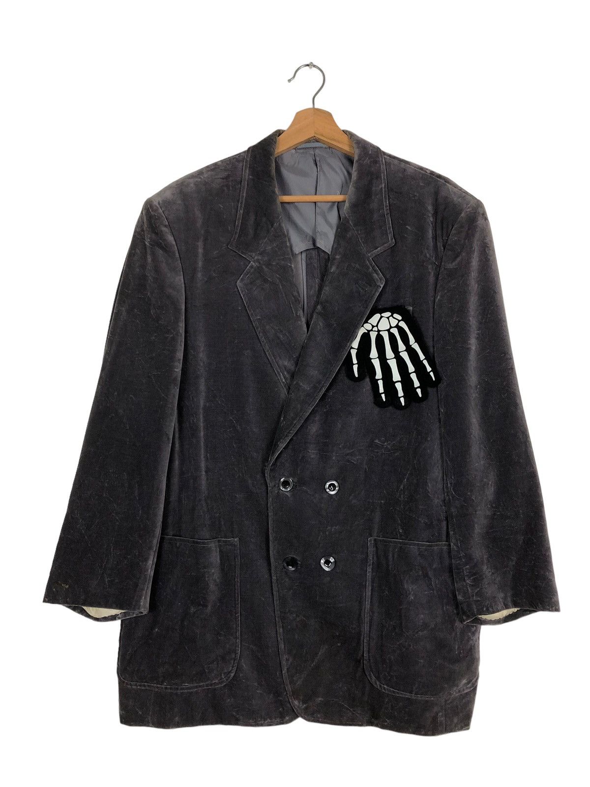 Japanese Brand Vintage Velvet Double Breast Coat Jacket Yves Saint Laurent Size US M / EU 48-50 / 2 - 1 Thumbnail