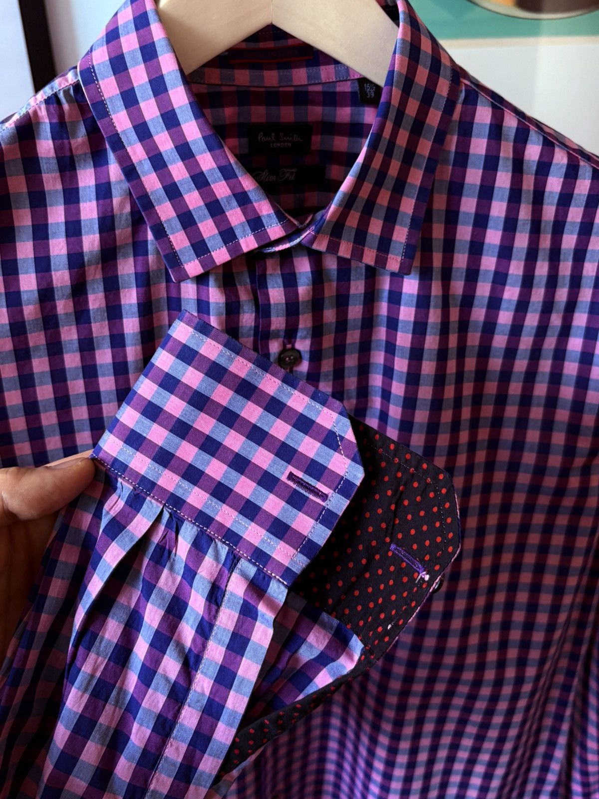Paul Smith Paul Smith Dress Shirt Gingham Pink/Purple/Blue Slim Fit Size US M / EU 48-50 / 2 - 6 Thumbnail