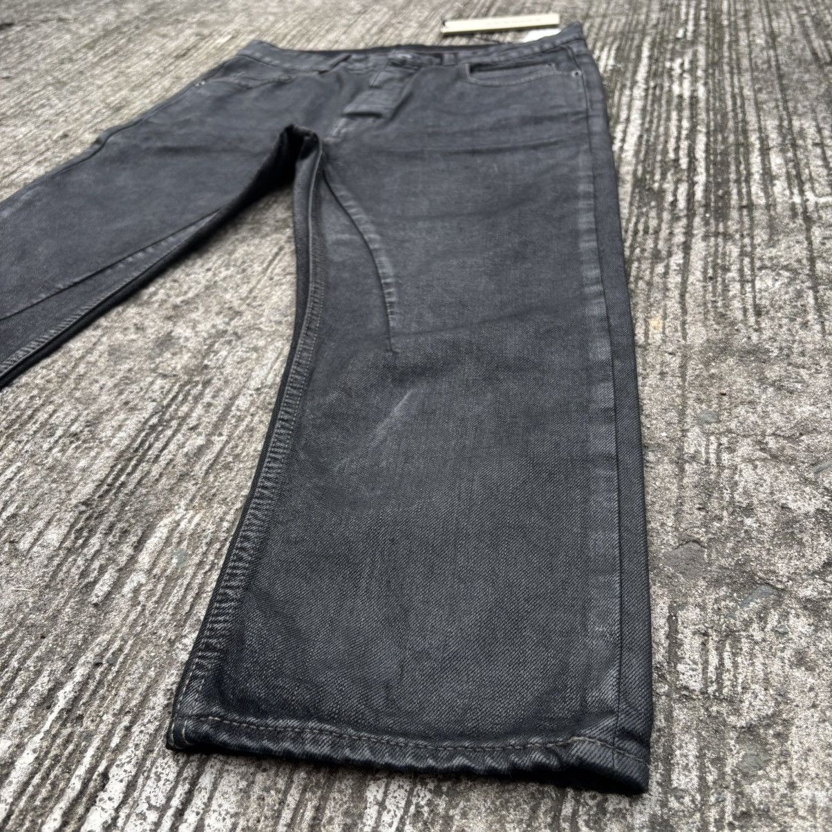 Rick Owens Drkshdw Rick Owens DRKSHDW Detroit Black Wax Cropped Cut Jeans Size US 31 - 4 Thumbnail