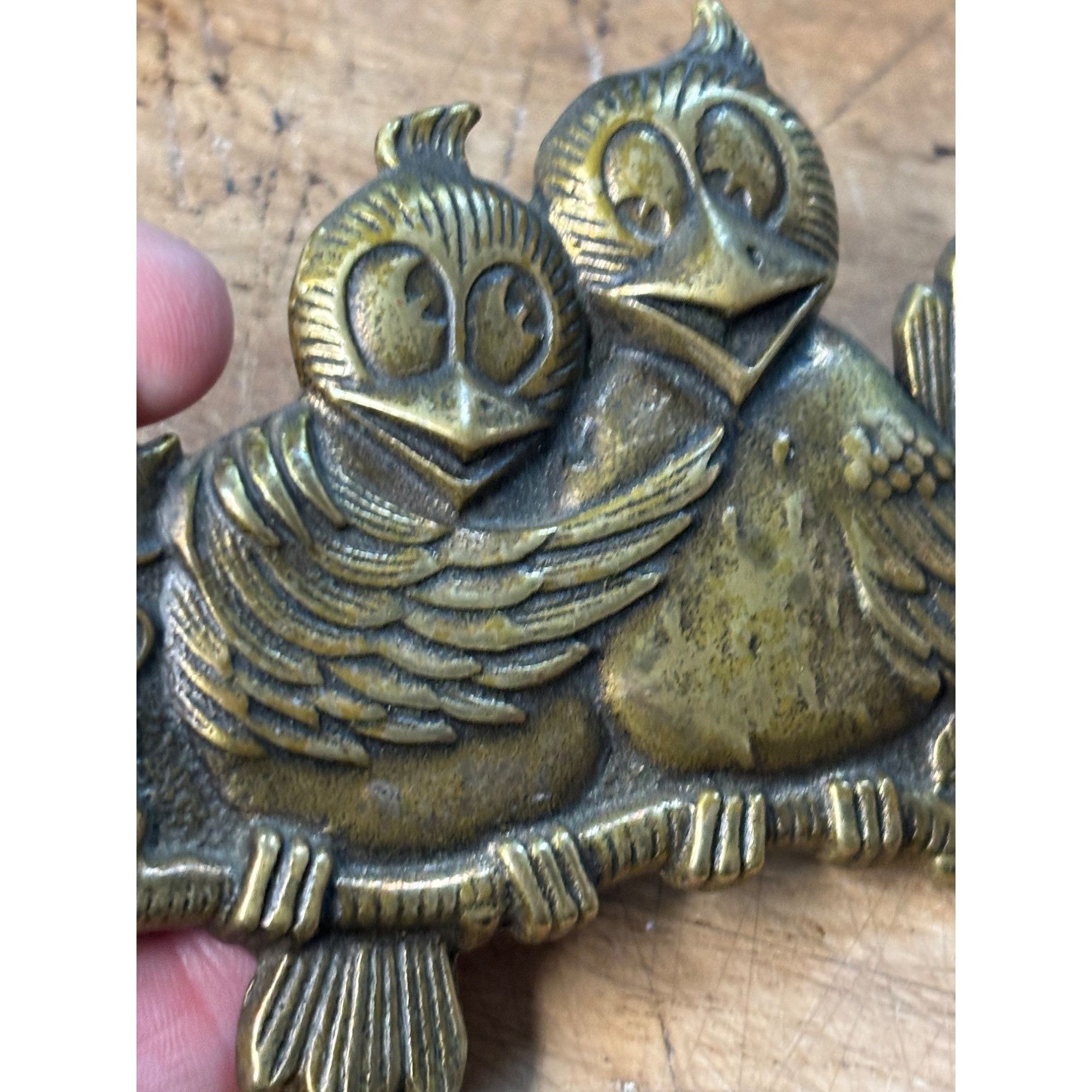 Other Vintage Solid Brass Lovebird Wall Hanging Decor 4.5" Wide Ru Size ONE SIZE - 4 Thumbnail