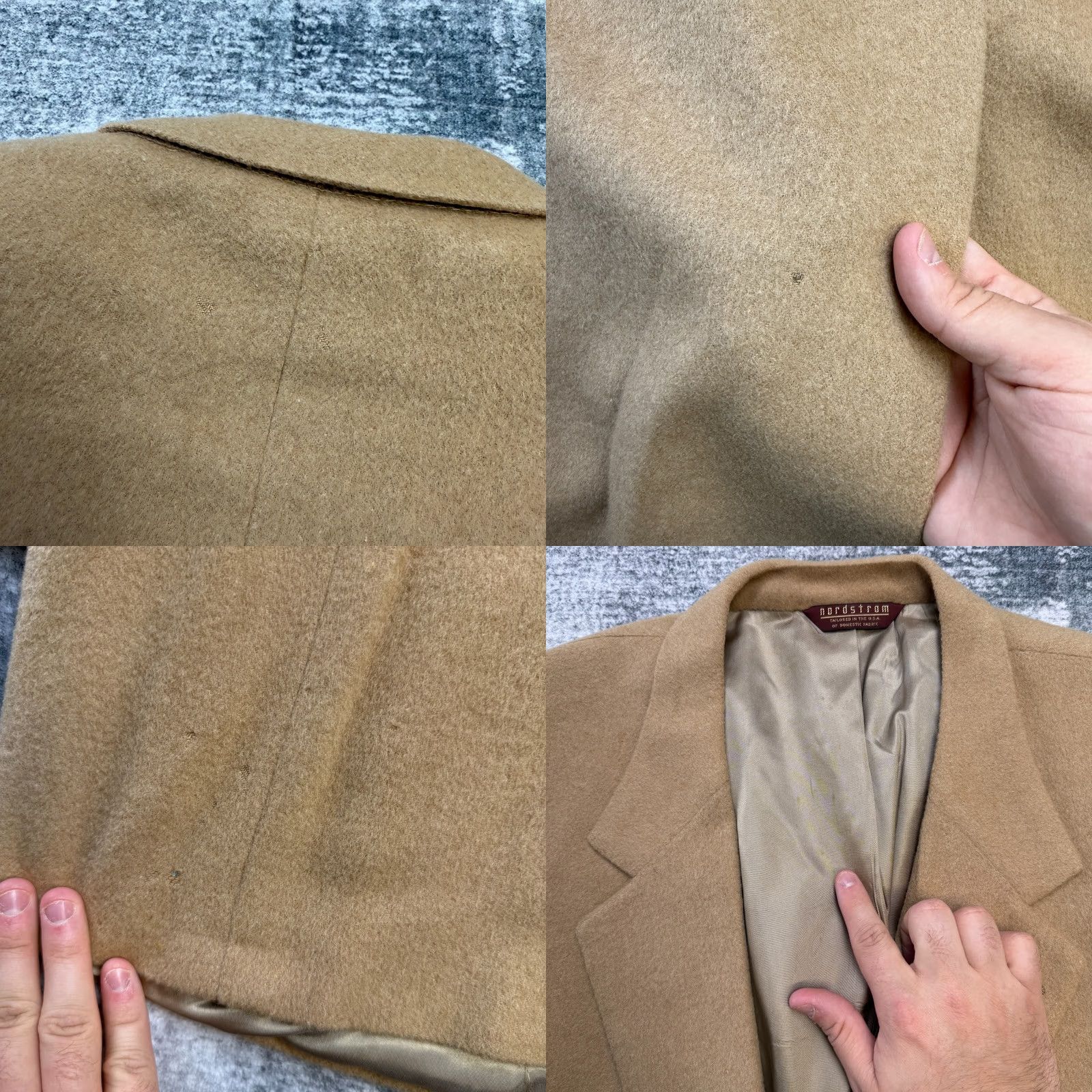 Nordstrom VTG Nordstrom Camel Hair Blazer Jacket Men's 50L Beige Solid Single-Breasted 2-Button Notch Lapel Old Money Academia Coat/Blazer Mens Size 50R - 8 Thumbnail