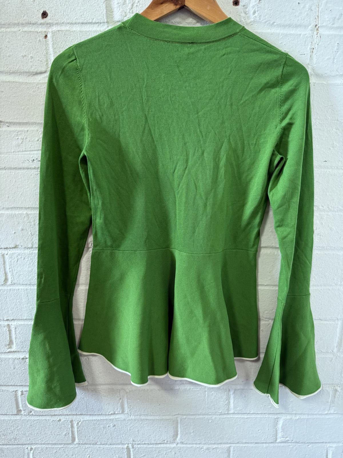Escada Escada Green Long Sleeve Peplum Top Size XS / US 0-2 / IT 36-38 - 4 Thumbnail