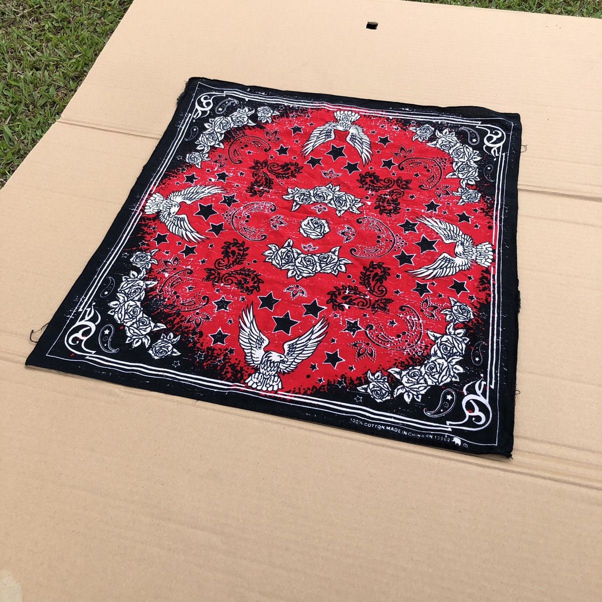Japanese Brand Paisley Biker Eagle Rose Flower Bandana / Scarve / Scarf Size ONE SIZE - 6 Thumbnail