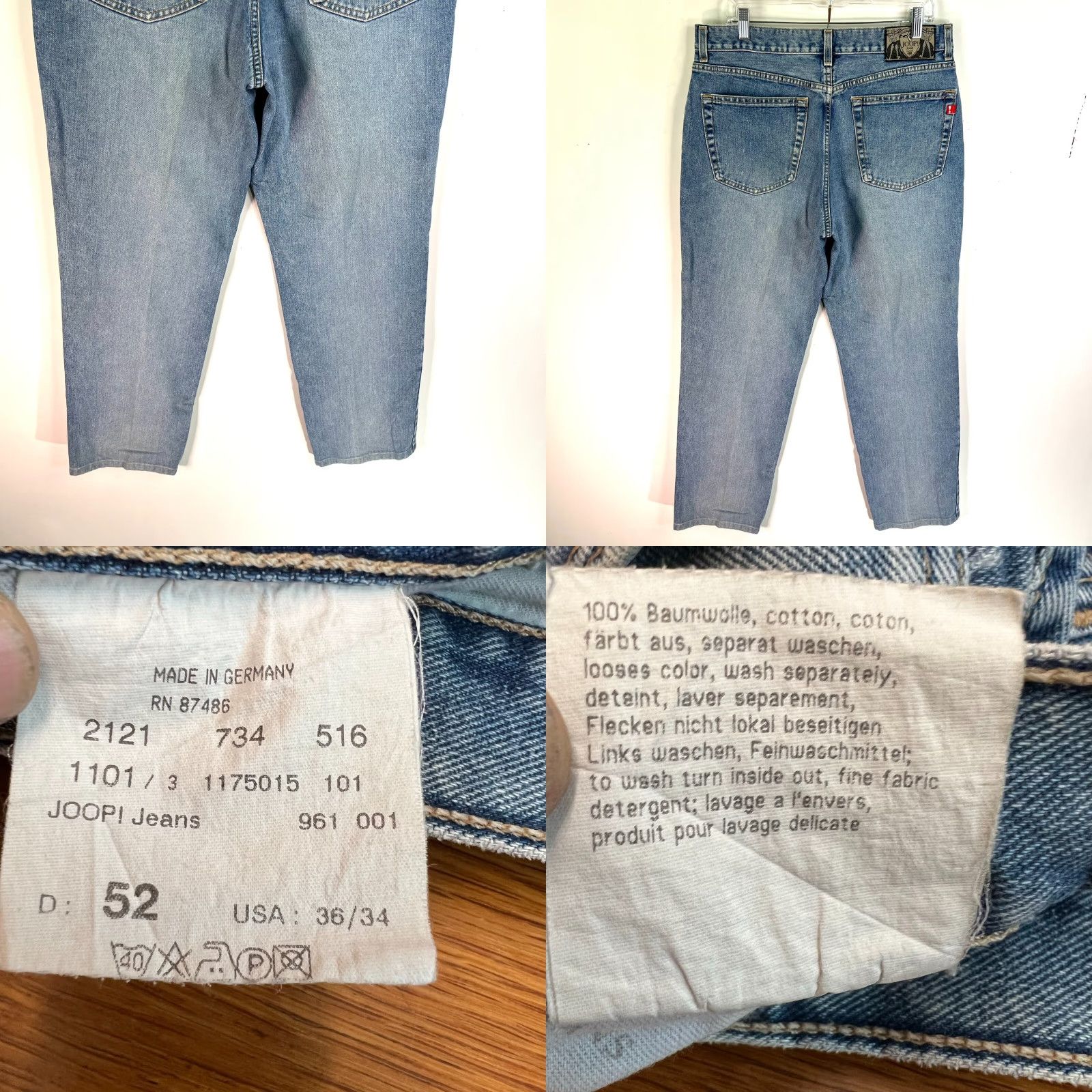 Denime VINTAGE JOOP! Pan Denim Jeans Men's Size 36 Blue Straight 90s 34W 31L Made in Germany Size US 36 / EU 52 - 8 Thumbnail