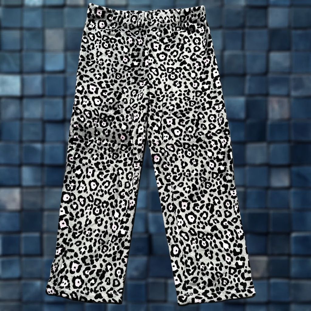 Faded Glory Faded Glory Lounge Pants Womens M Gray Leopard Print Fleece Sleepwear EUC Size 32" / US 10 / IT 46 - 1 Thumbnail