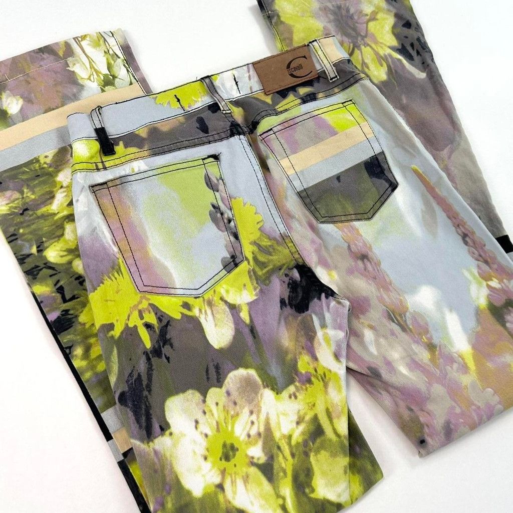 Just Cavalli y2k Cavalli yellow and purple floral print cyber style jeans Size 27" / US 4 / IT 40 - 7 Thumbnail