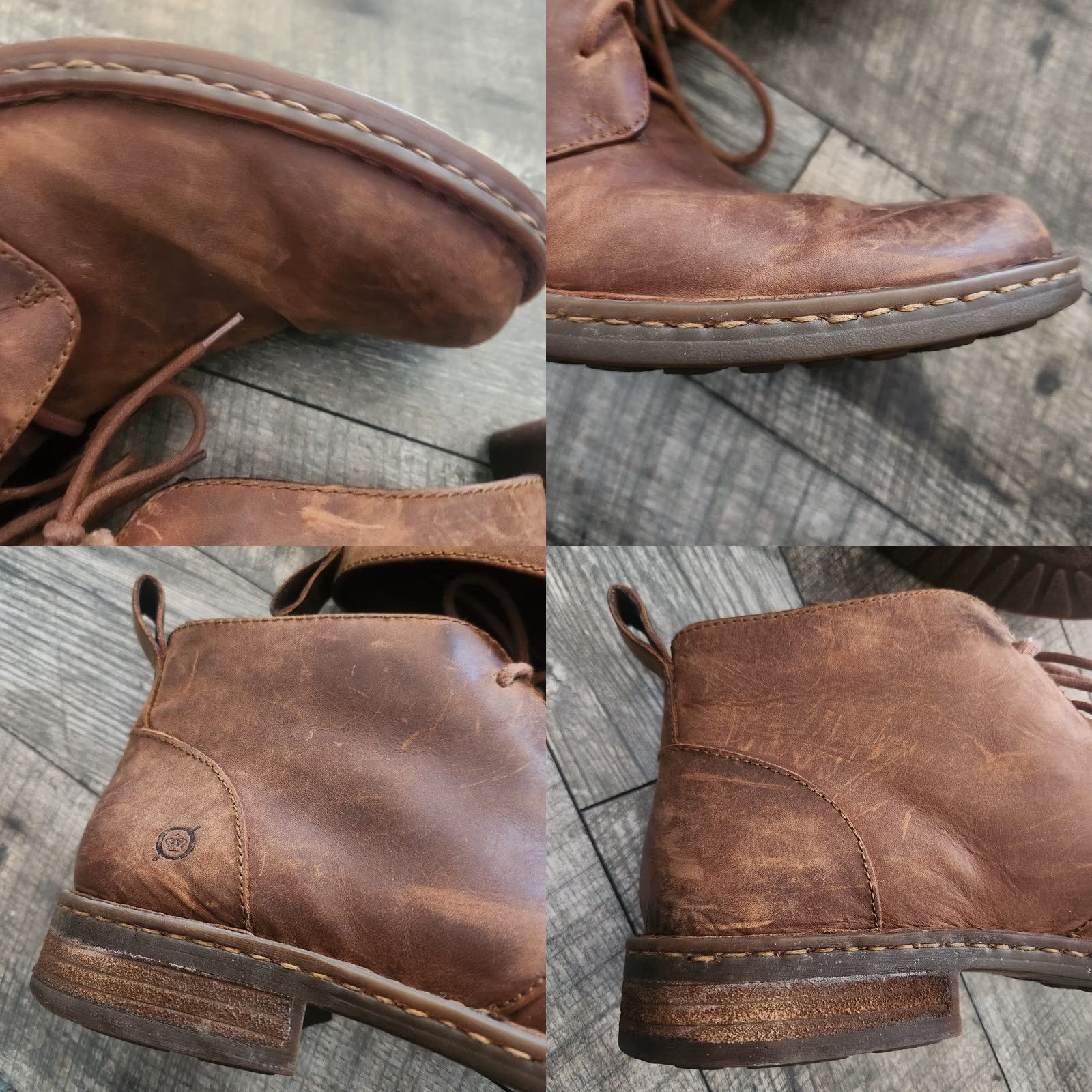 Born Børn Born H57206 Chukka Boot Mens 11.5 M Brown Leather Lace Up Ankle Distressed Casual Shoes Size US 12 / EU 45 - 9 Thumbnail