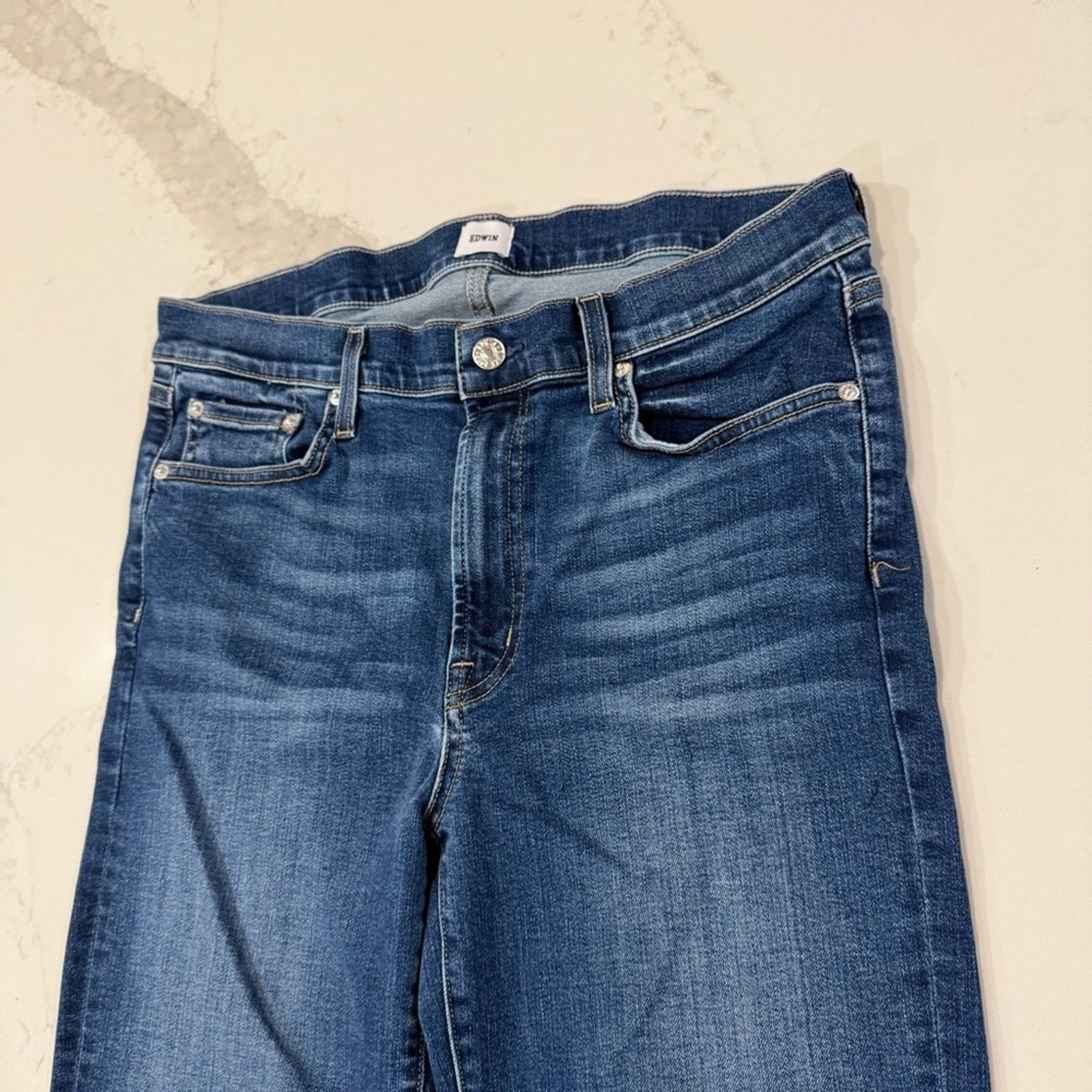 Edwin Edwin High Rise Slim Straight Crop Denim Jeans Womens 31 Size 31" - 6 Thumbnail