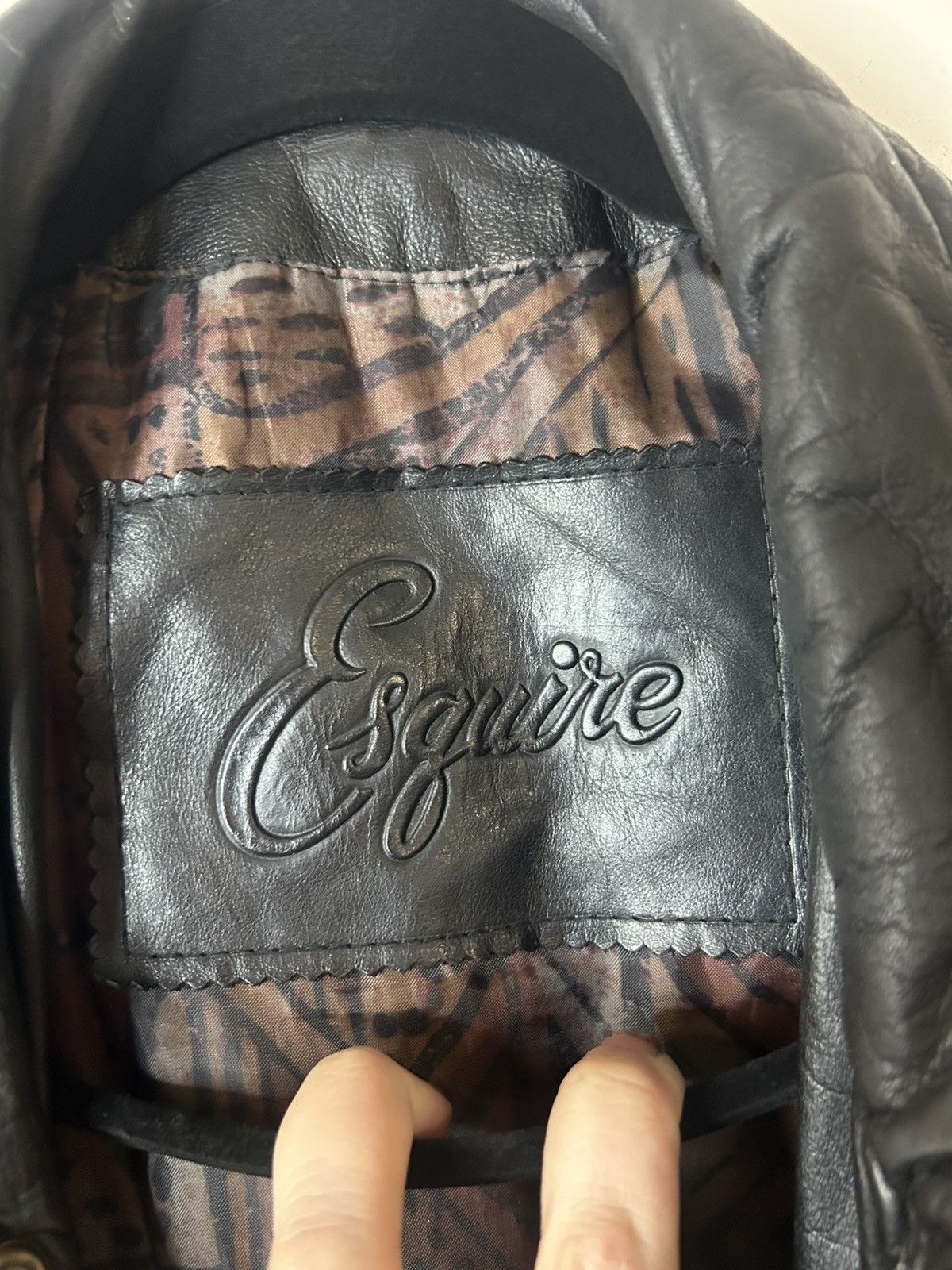 Vintage Esquire LG Black 100% Leather, Heavy, Aztec Pattern Lining Size US L / EU 52-54 / 3 - 7 Thumbnail