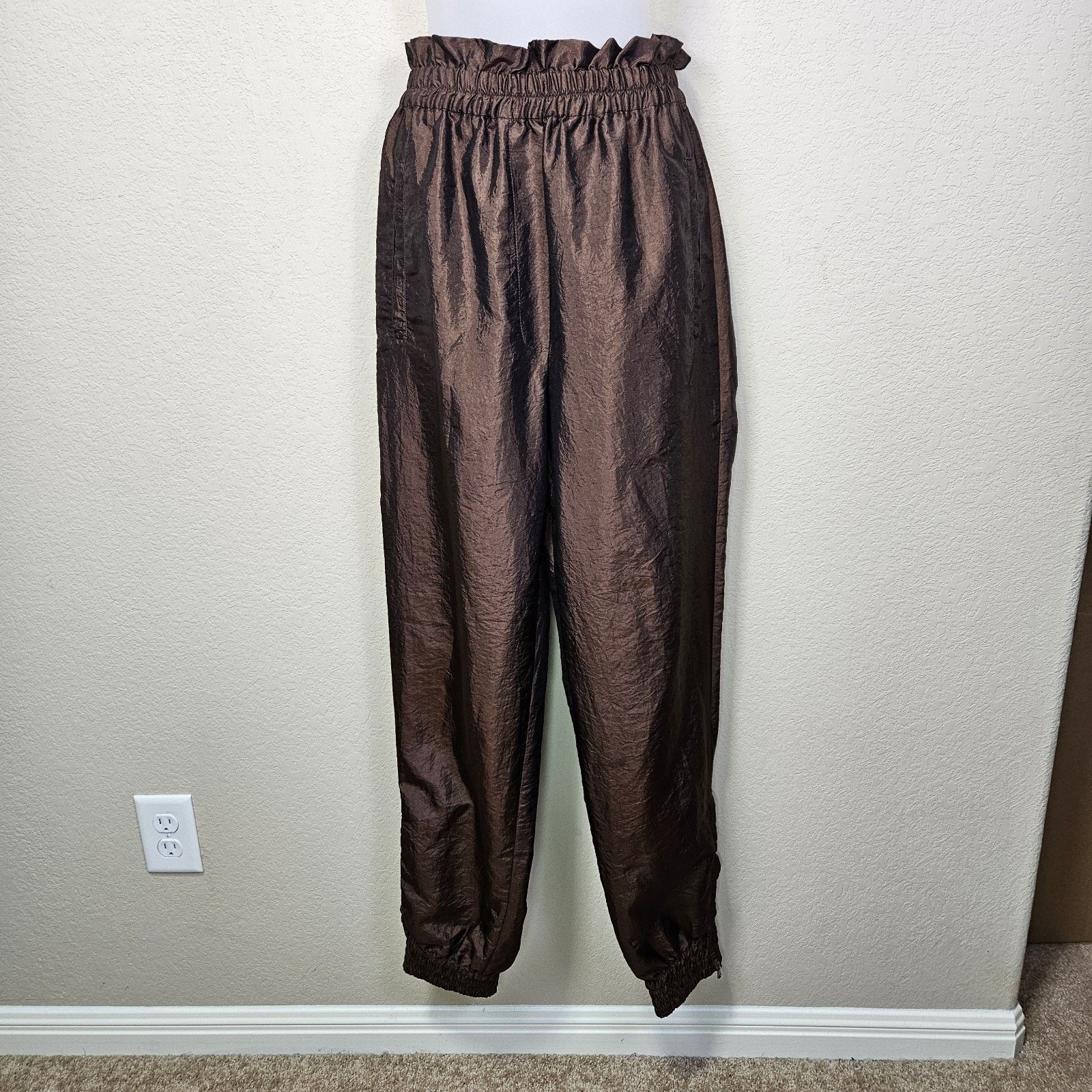 Tibi TIBI Crispy Nylon Felix Jogger Metallic Brown Oversize Baggy Size 27" / US 4 / IT 40 - 3 Thumbnail