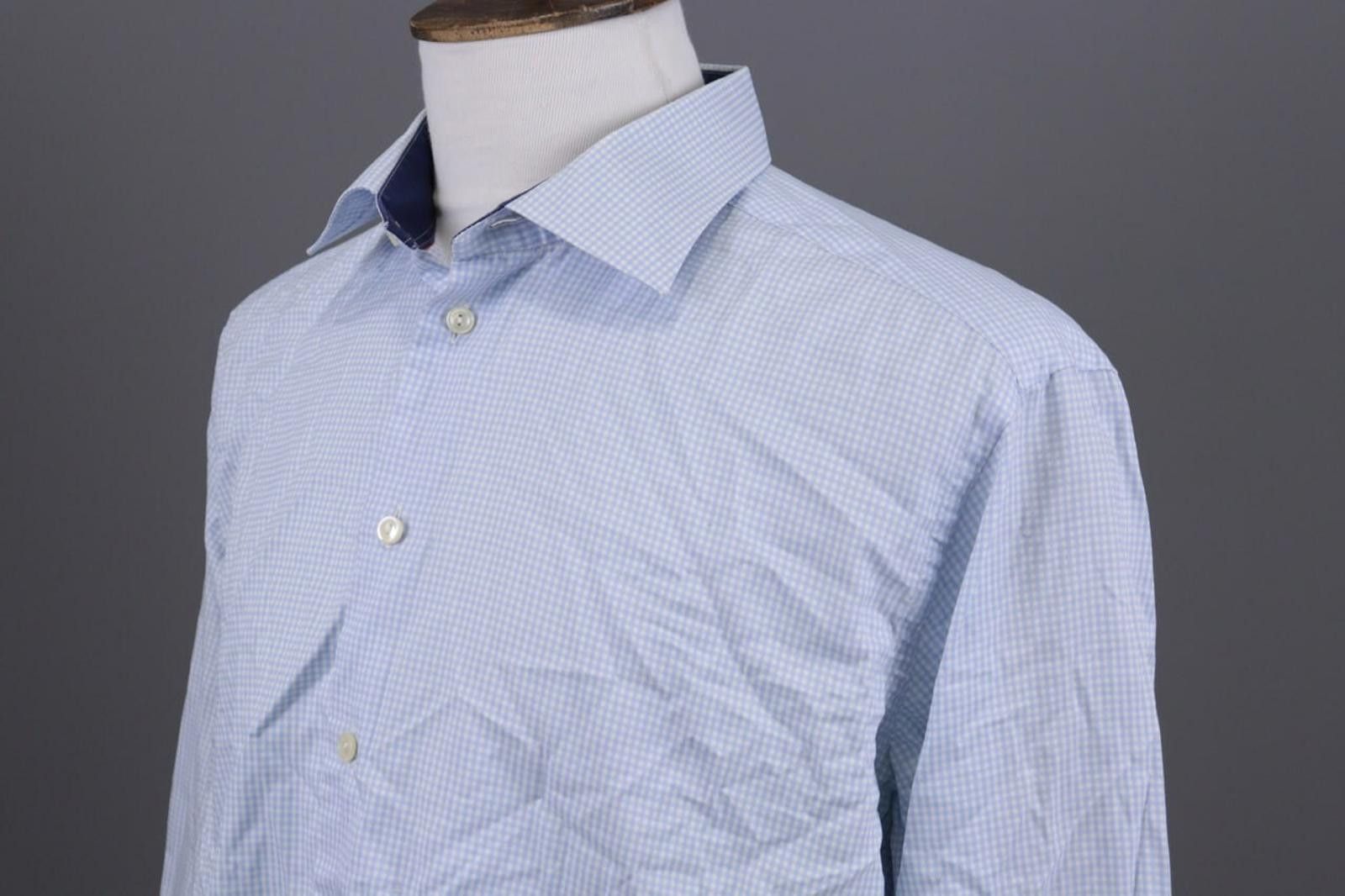 Eton Eton Contemporary Check Blue Shirt Size 45 17.75 XXL Size US XXL / EU 58 / 5 - 11 Thumbnail