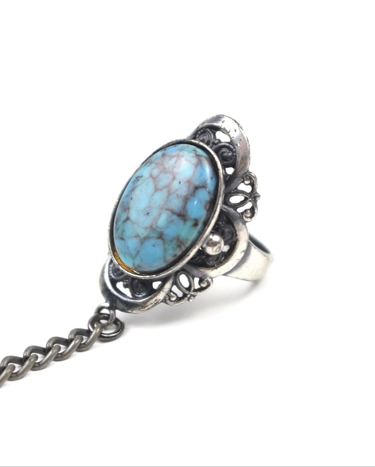 Vintage 2000S JAPANESE MADE BOHO TURQUOISE HAND CUFF & RING Size ONE SIZE - 7 Thumbnail