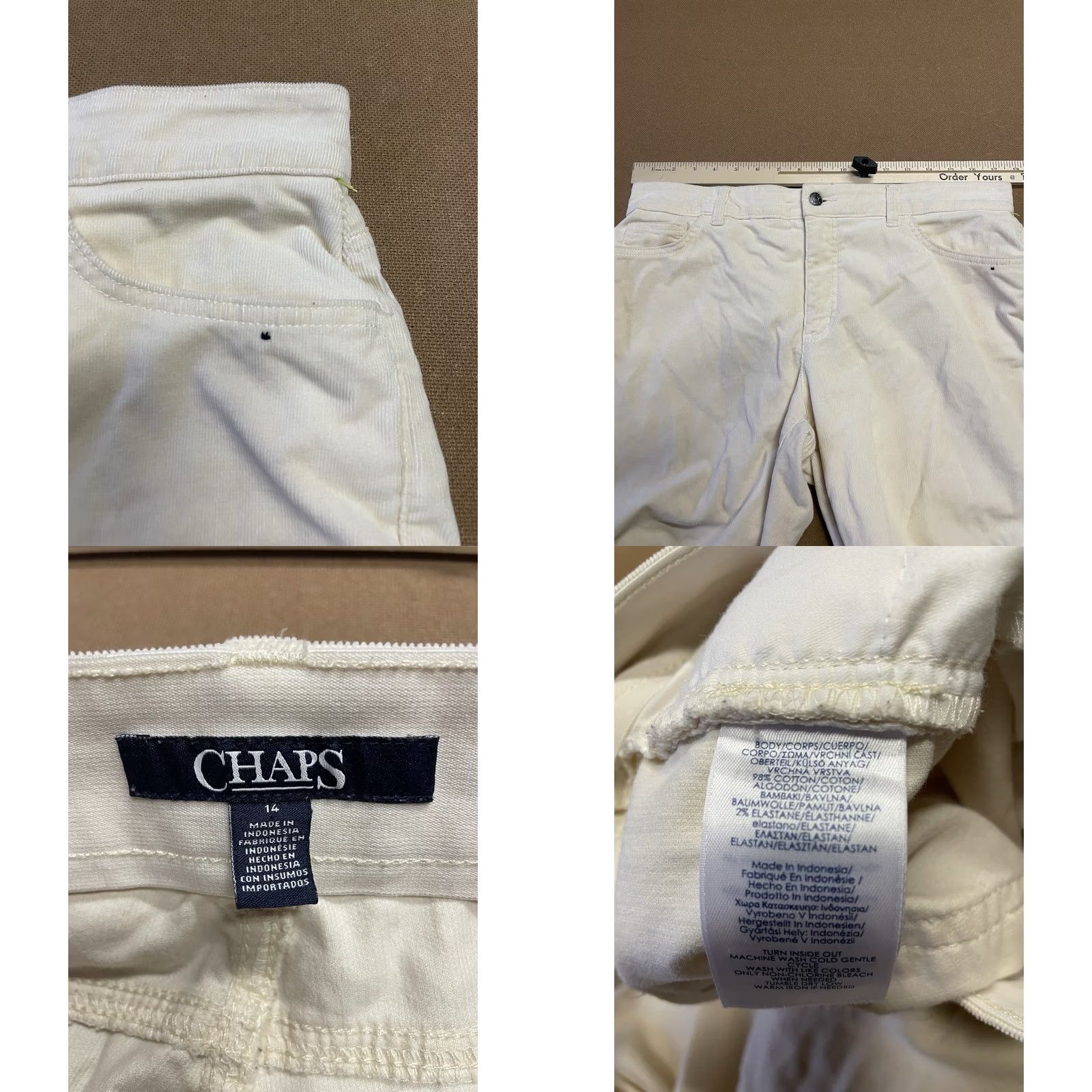 Chaps Chaps Ralph Lauren Corduroy Pants Womens 14 Beige Polo Chino Cord Zip Ladies Size 36" / US 14 / IT 50 - 8 Thumbnail