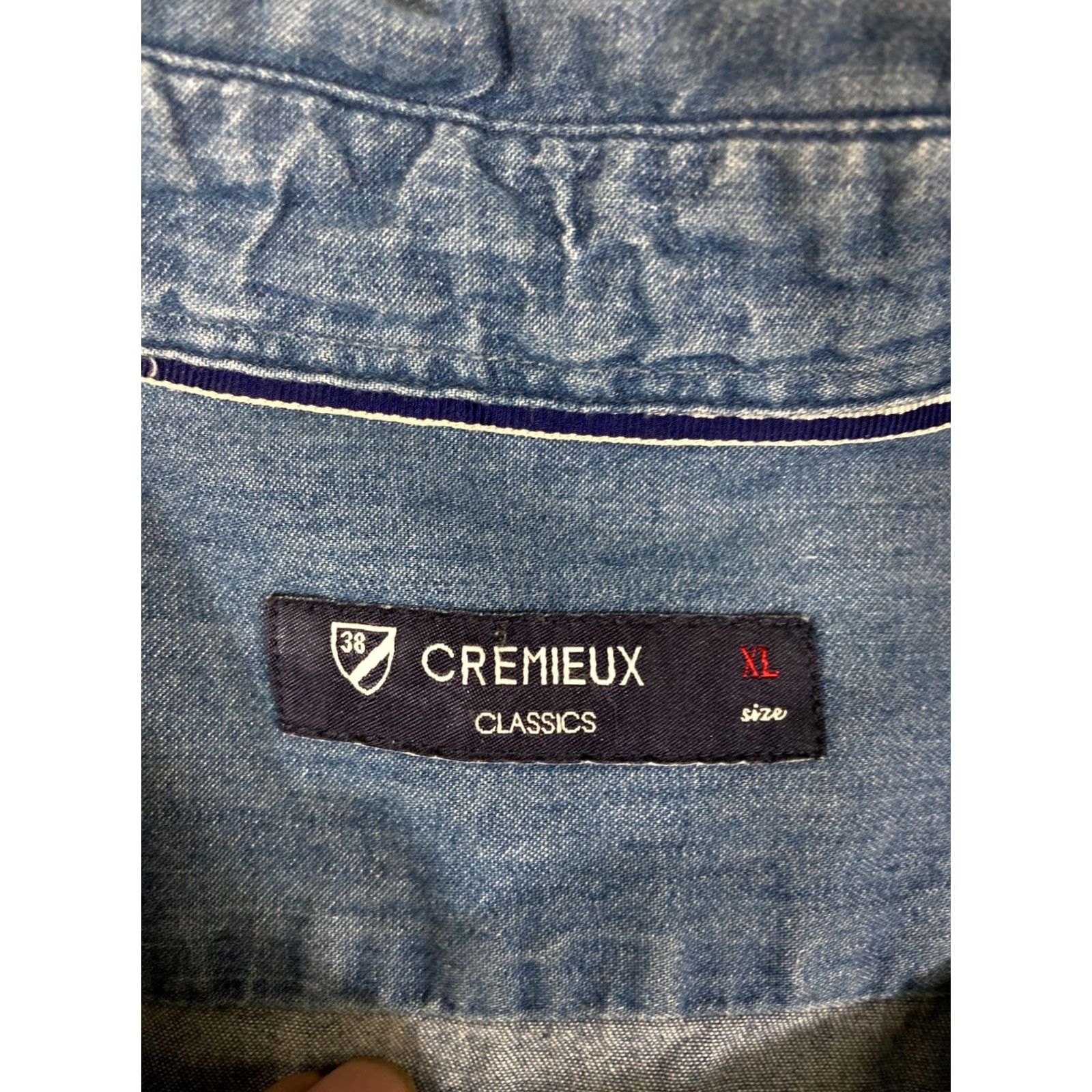 Cremieux Cremieux Classics Denim Button Down Shirt Mens XL Blue Cotton Short Sleeve Western Leveraging Button-Up Style Size US XL / EU 56 / 4 - 6 Thumbnail