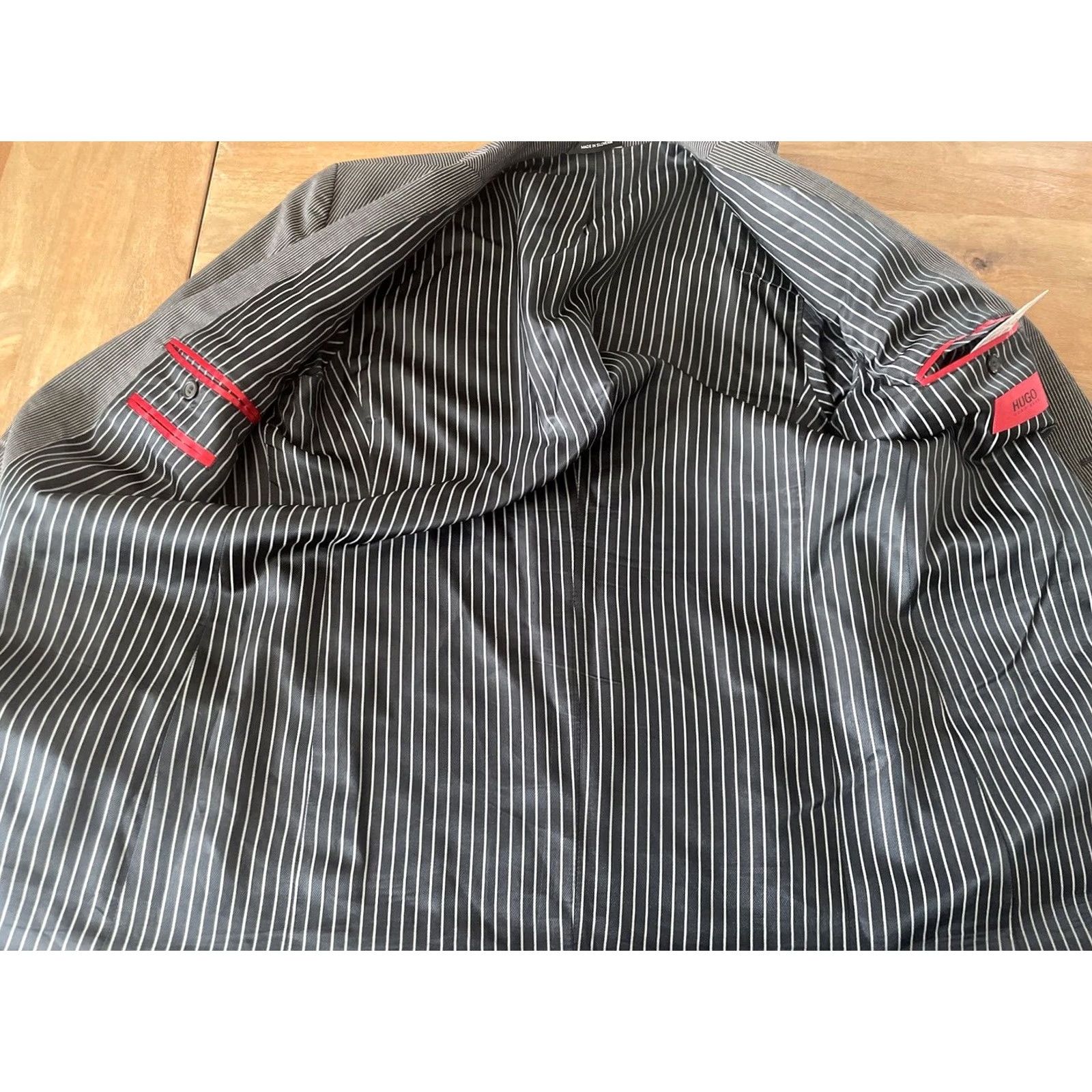 Hugo Boss HUGO BOSS Blazer Sport Jacket Wool 42R Men Black Striped 100% Wool Business Casual Formal Party/Cocktail Luxury Designer Jacket/Coat Size 42R - 3 Thumbnail