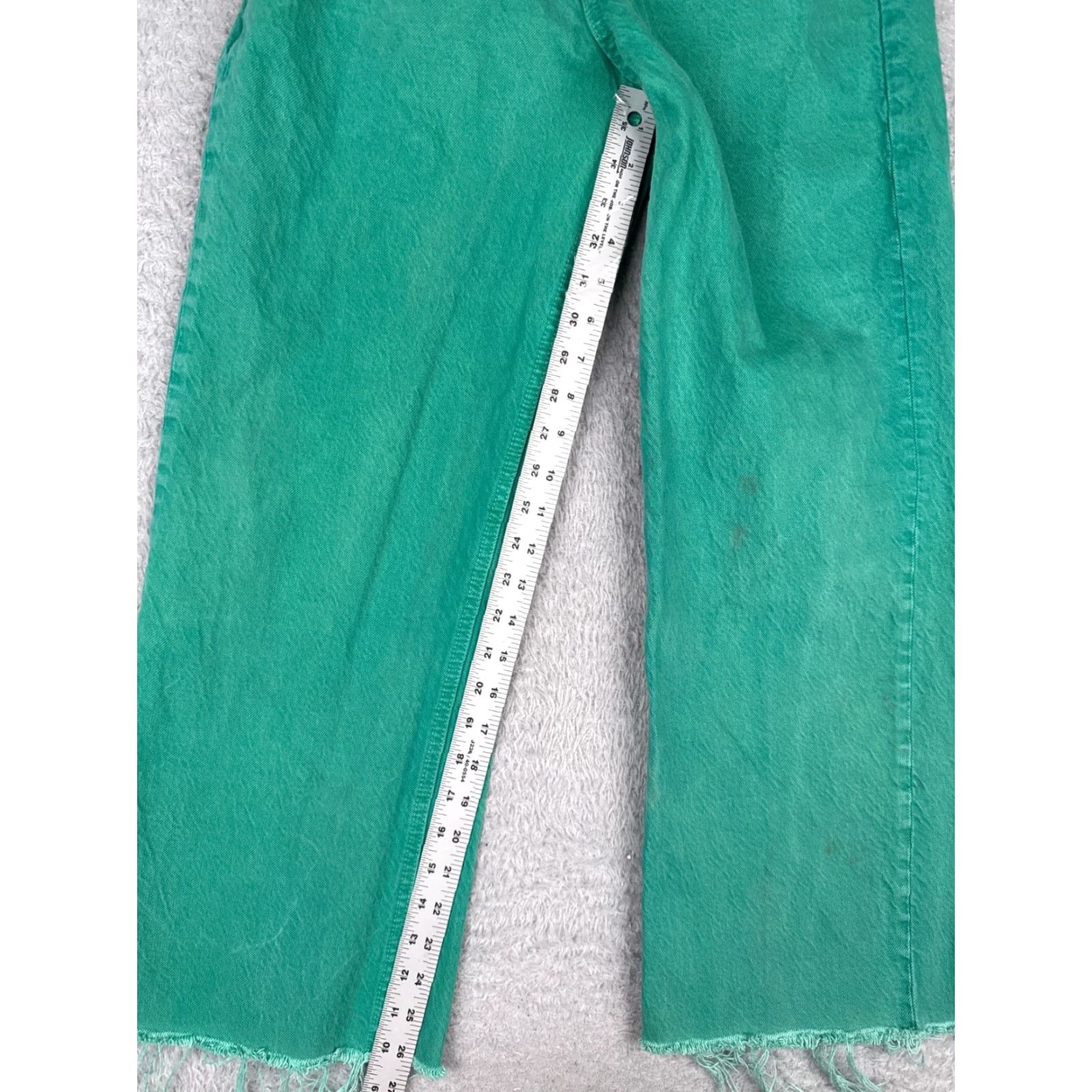 Zara Zara Jeans Womens 8 Green Denim Wide Leg High Rise 29x27 Cotton Blend 29x27 Vintage No | Button Zip | 5-Pocket | Distressed Theme Grunge Size 30" / US 8 / IT 44 - 7 Thumbnail