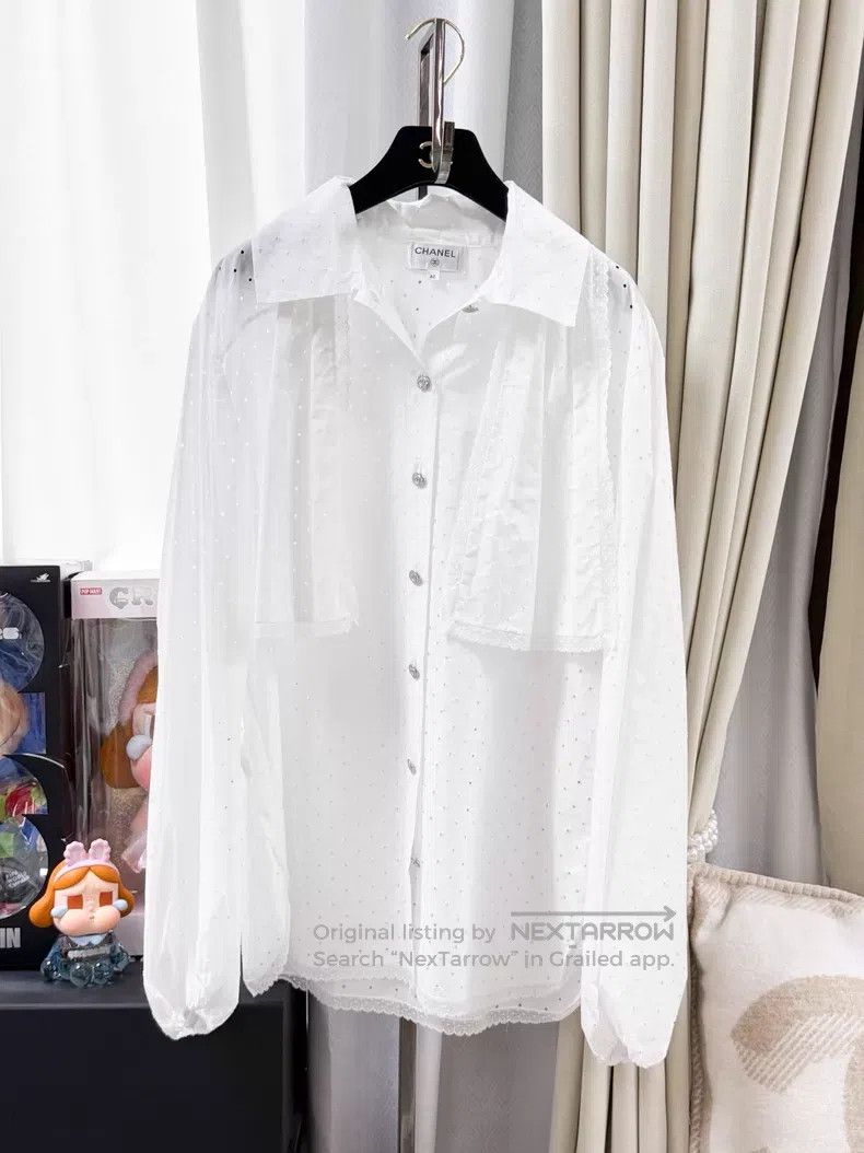 Chanel Chanel Hollow-oved streamer long-sleeved shirt Size S / US 4 / IT 40 - 1 Thumbnail