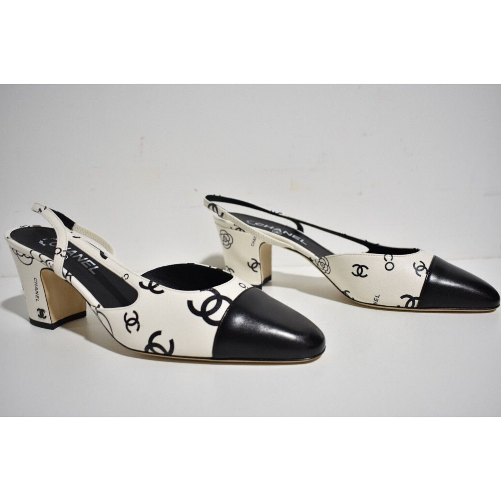 23P Mademoiselle Coco Sling CC Logo Slingback Sandal Heel 38