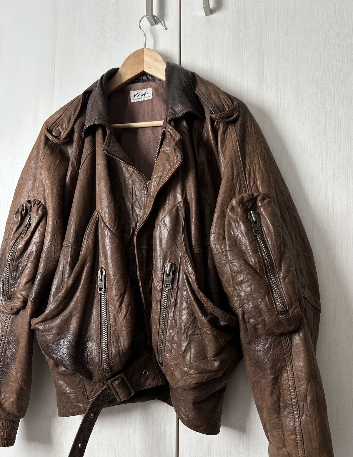 Genuine Leather Vintage Avant-garden multi-pocket jacket mens 90s Size US S / EU 44-46 / 1 - 2 Thumbnail