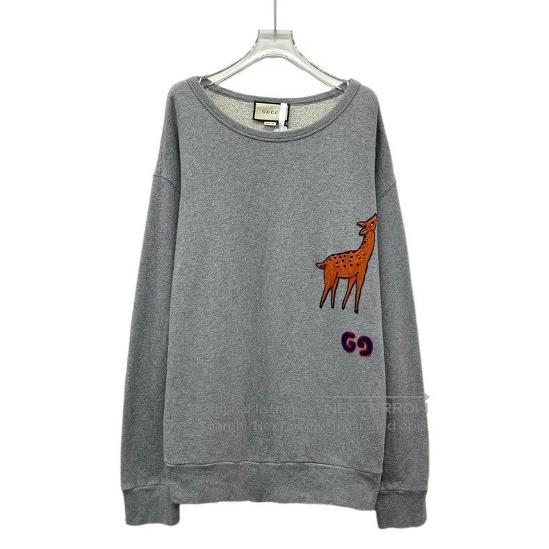 Gucci Gucci Grey deer embroidered cotton round-neck long-sleeved Size US XL / EU 56 / 4 - 1 Thumbnail