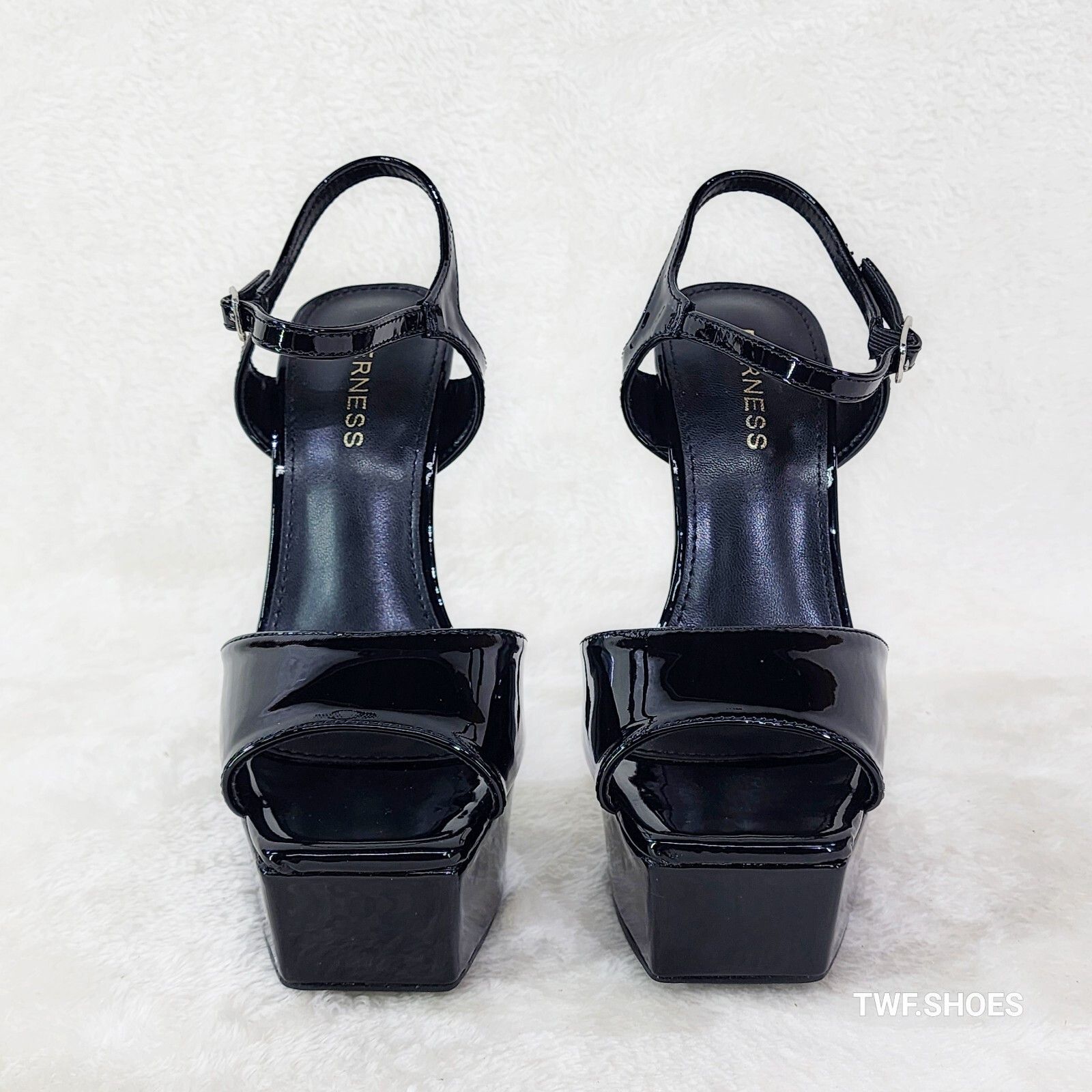 Other Gwen Glossy Black Patent Platform Open Toe 6" Stiletto High Size US 6 / IT 36 - 5 Thumbnail