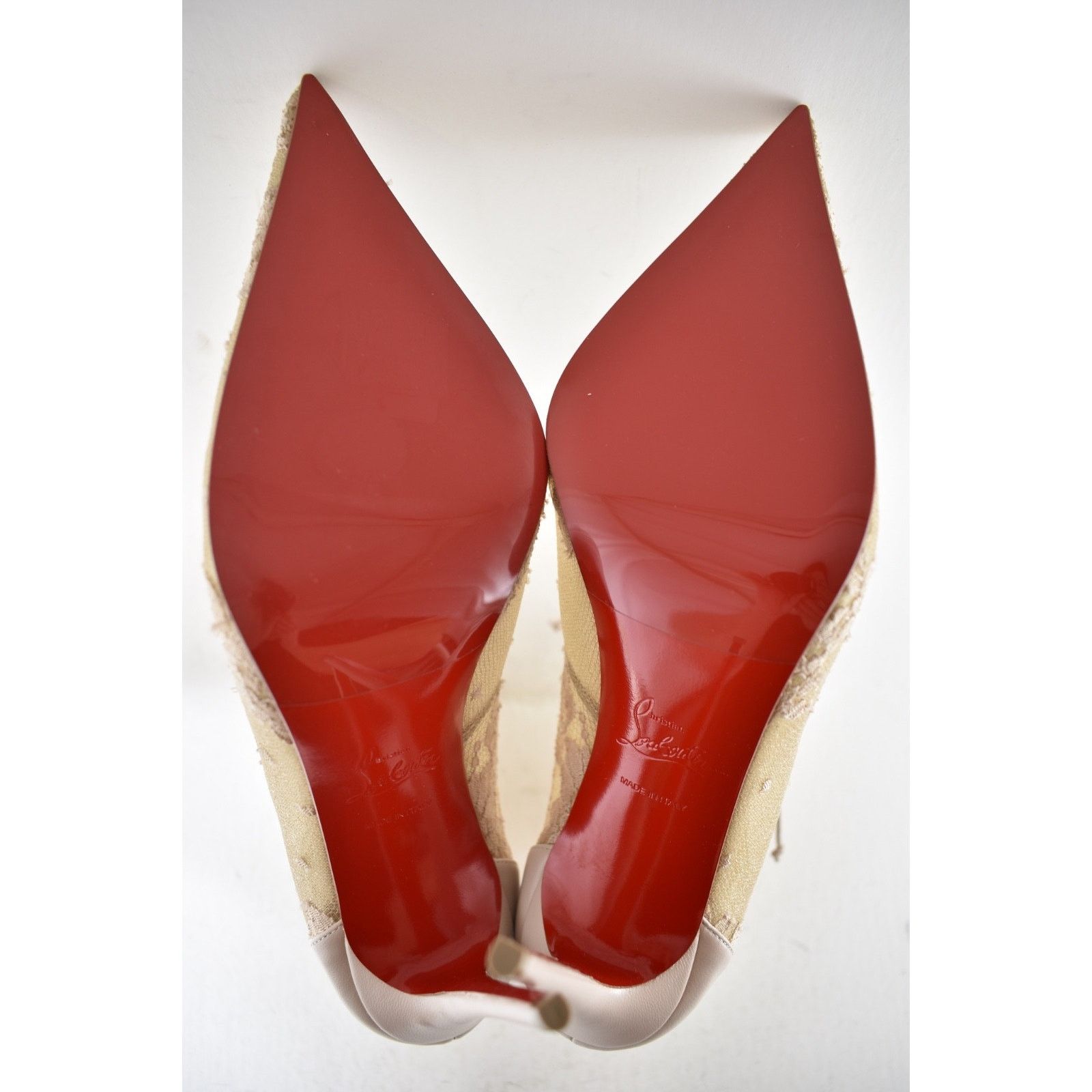Christian Louboutin KM Lace Booty 100 Pearl Beige Lace Up Ankle Heel Bootie 40 Size US 10 / IT 40 - 22 Thumbnail