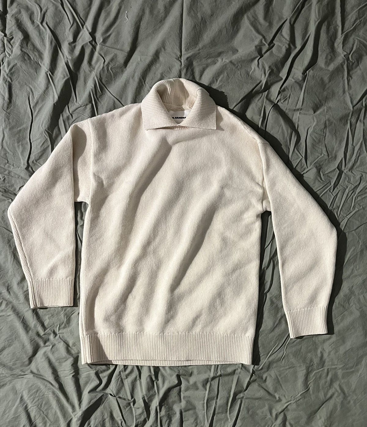 image of Jil Sander Wool Collared Sweater in Beige, Men's (Size Medium)