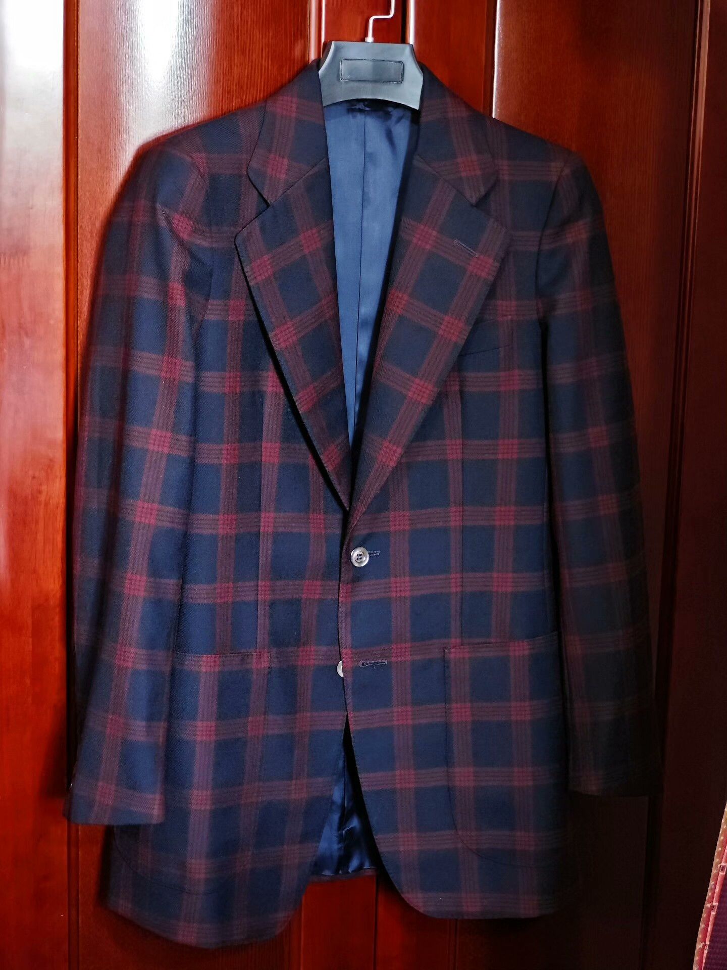 Japanese Brand Italian Wool Blend Suit with Red Checks Size US S / EU 44-46 / 1 - 1 Thumbnail