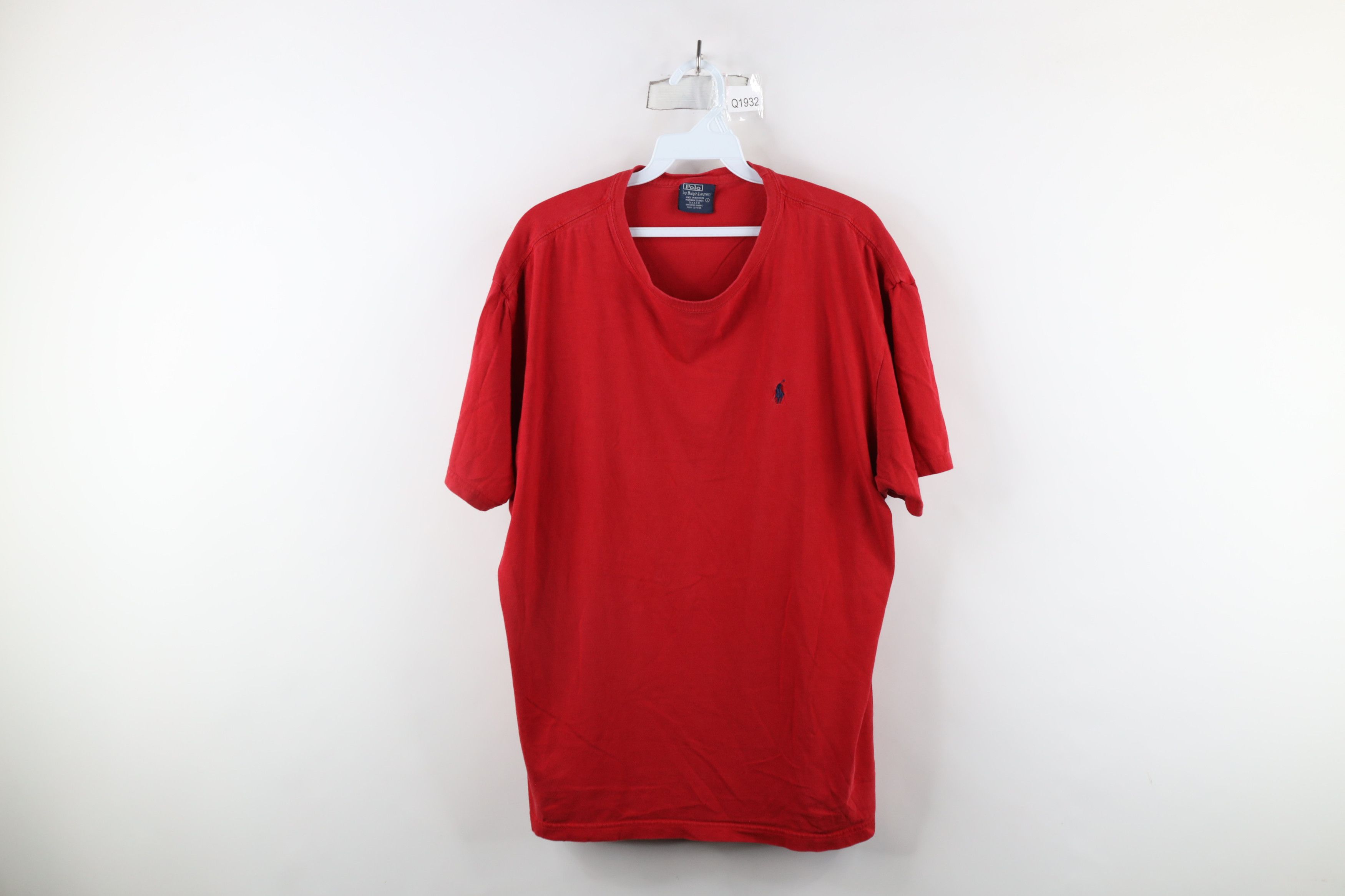 Ralph Lauren × Vintage Vintage 90s Ralph Lauren Short Sleeve T-Shirt Red Cotton USA Size US L / EU 52-54 / 3 - 1 Thumbnail
