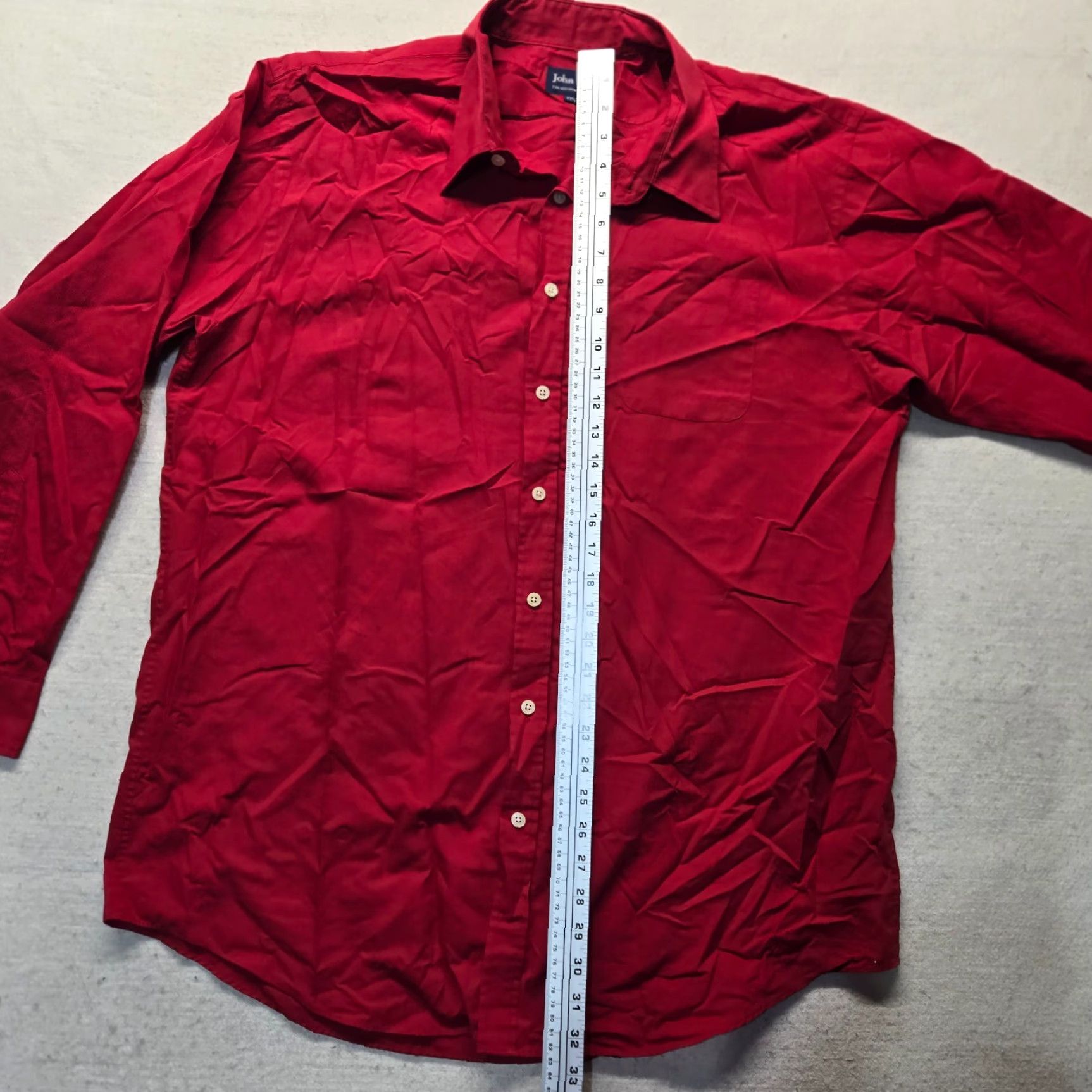 Blair John Blair Shirt Button-Up Solid Red Long Sleeve Adult Men 17.5 Regular Red Boys Mens Girls Size US XL / EU 56 / 4 - 7 Thumbnail