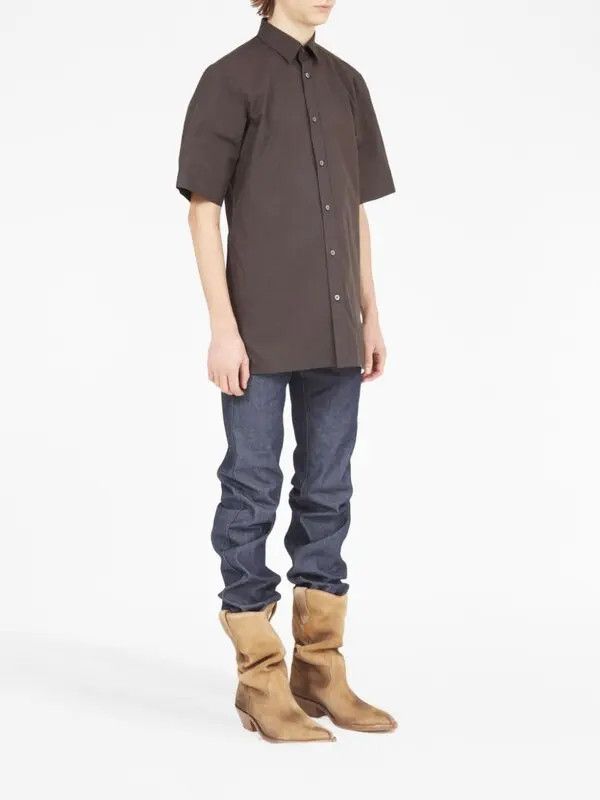 Maison Margiela o1w1db11225 Four-stitch Short-sleeve Shirt Chocolate Brown Size US M / EU 48-50 / 2 - 2 Thumbnail