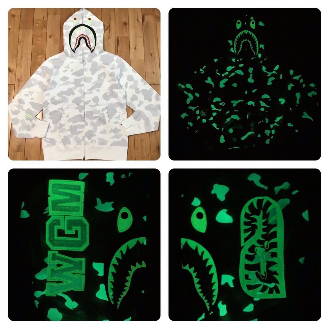 Bape 💫Glow in the dark💫 BAPE city camo shark full zip hoodie APE | Grailed