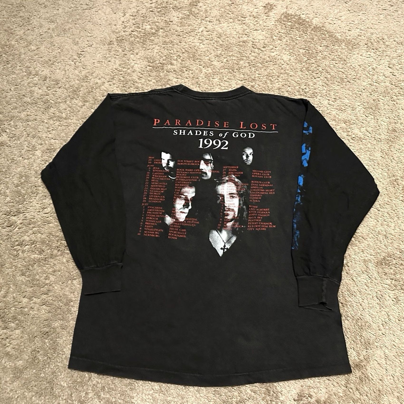 Paradise VINTAGE Paradise Lost Shirt Mens XL Black Long Sleeve 1992 Graphic Print Crew Neck Band Music Gothic Metal Shades of God Tour Size US XL / EU 56 / 4 - 7 Thumbnail